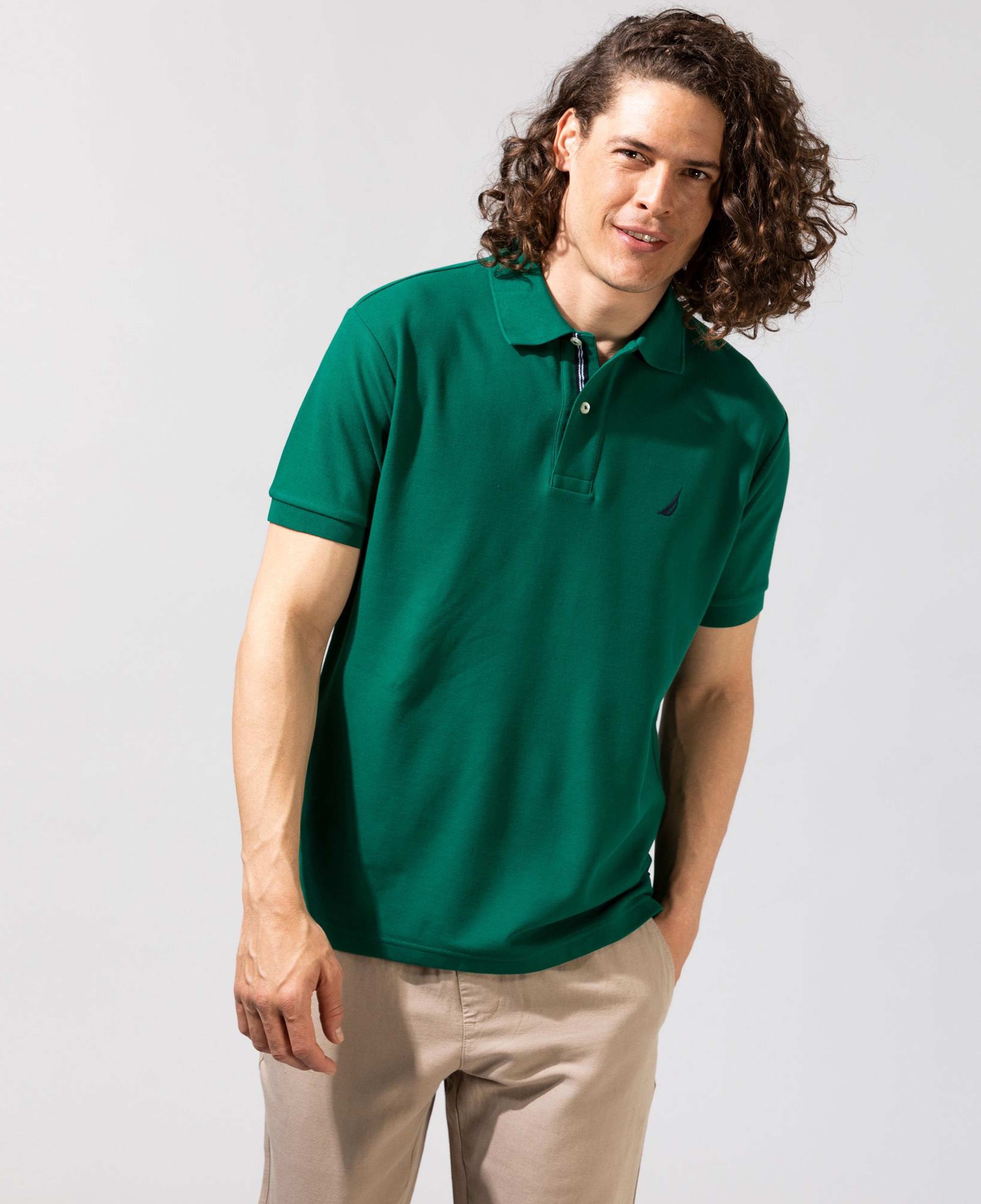 Nautica Erkek Yeşil Classic Fit Kısa Kollu Polo Yaka T-Shirt