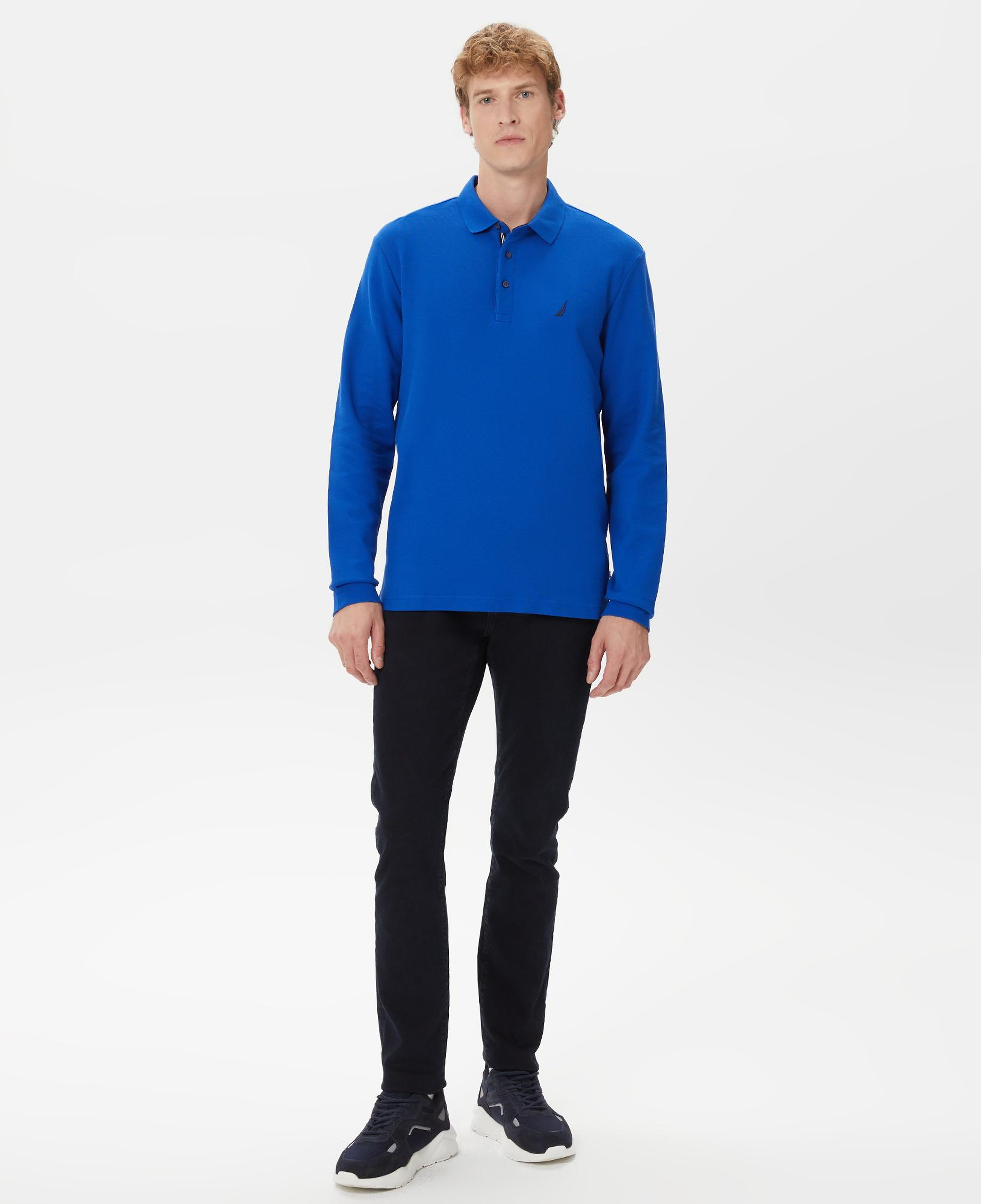 Nautica Erkek Mavi Classic Fit Uzun Kollu Polo Yaka T-Shirt