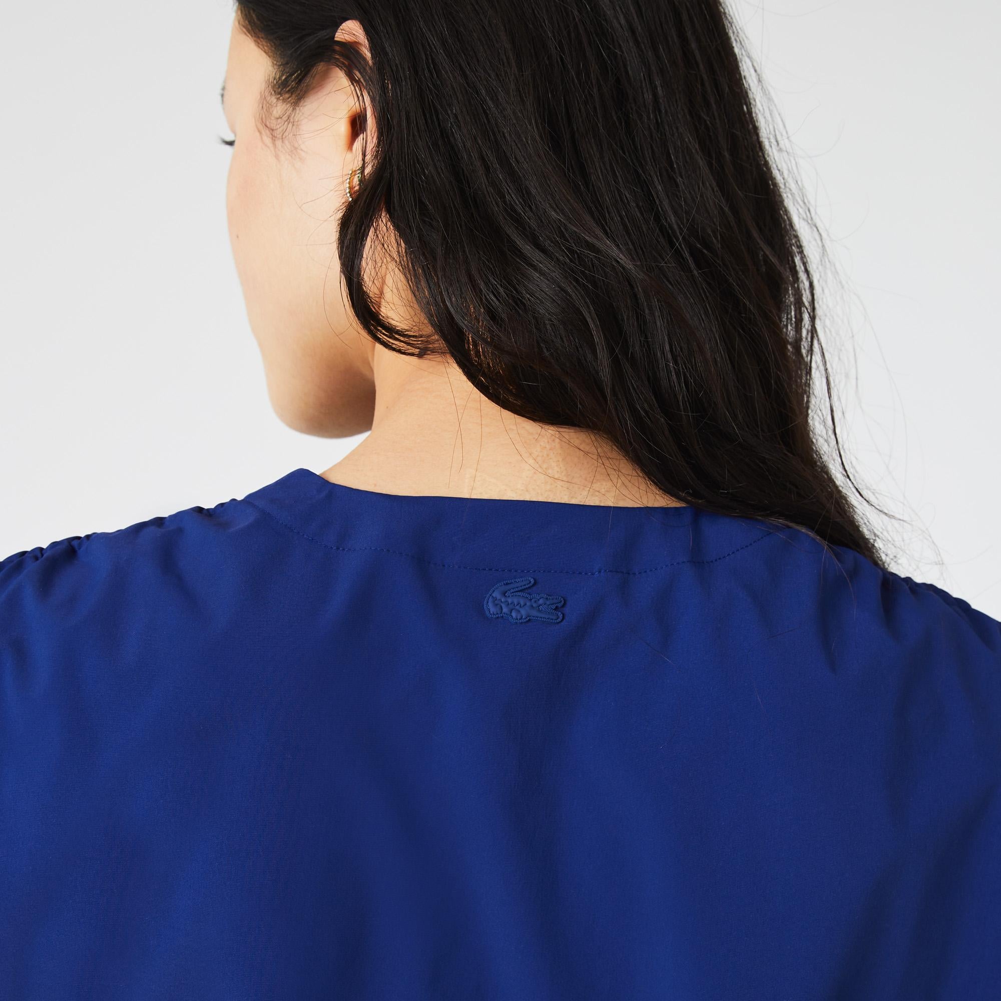 Lacoste Kadın Relaxed Fit Kısa Kollu V Yaka Lacivert Bluz