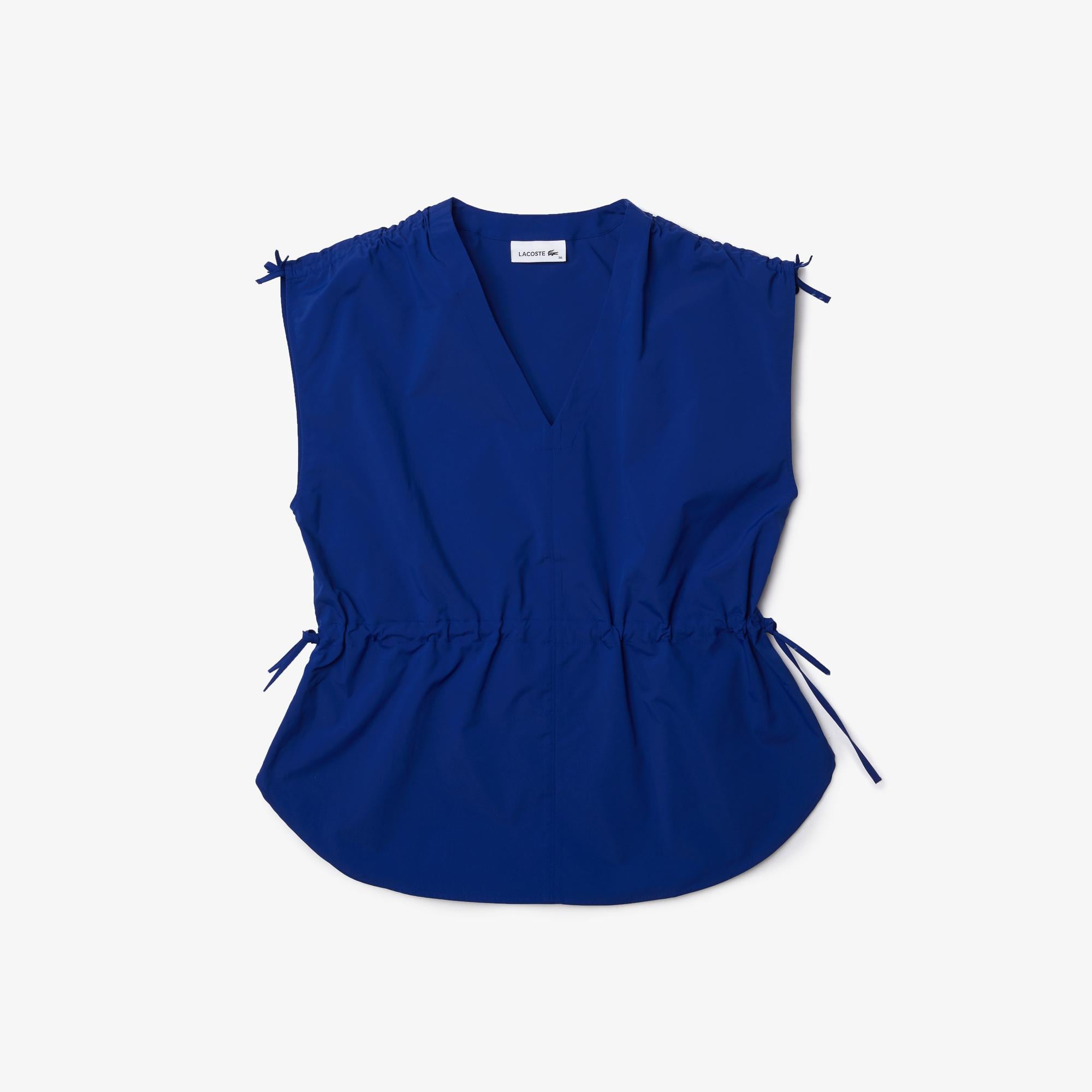 Lacoste Kadın Relaxed Fit Kısa Kollu V Yaka Lacivert Bluz