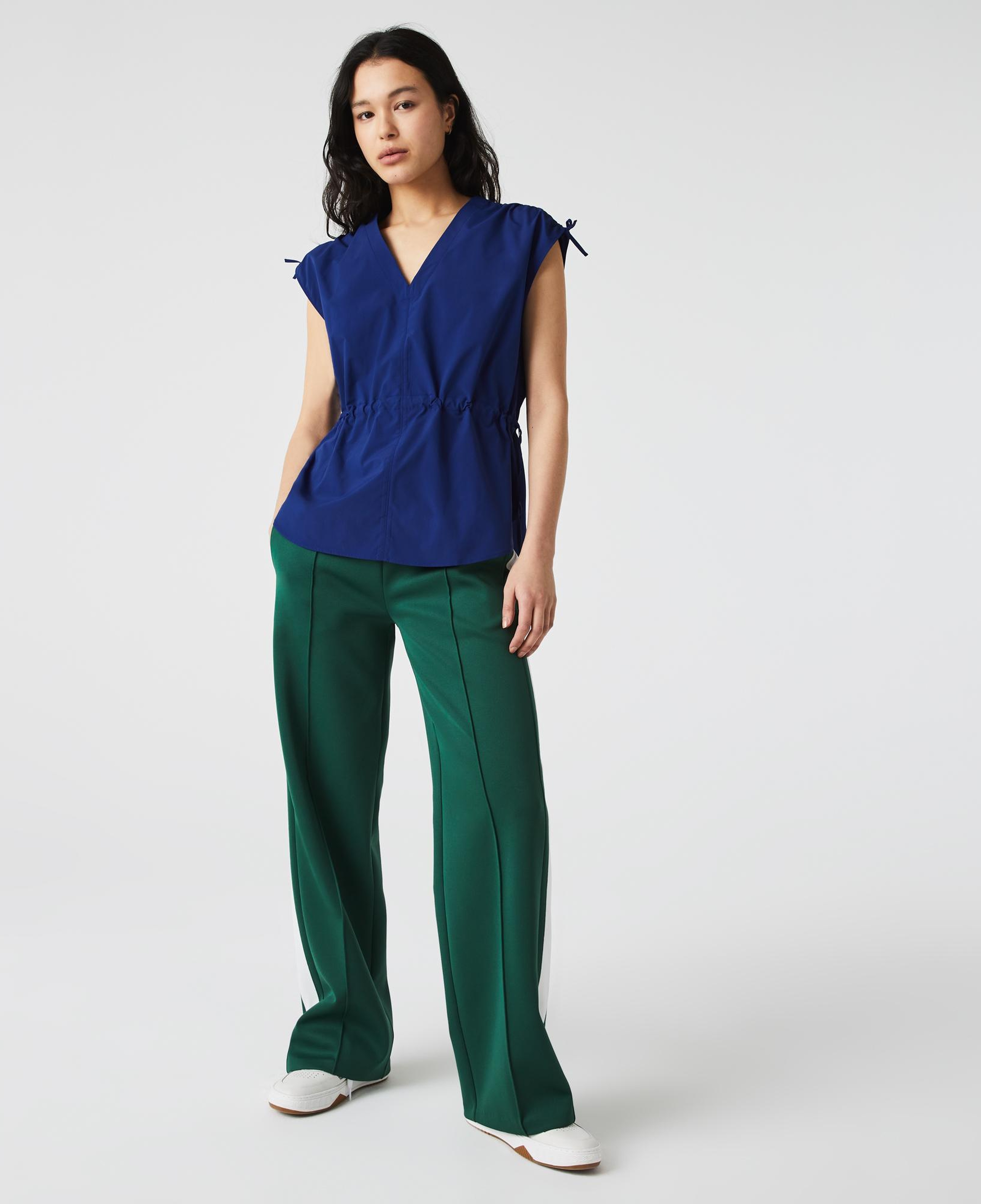 Lacoste Kadın Relaxed Fit Kısa Kollu V Yaka Lacivert Bluz