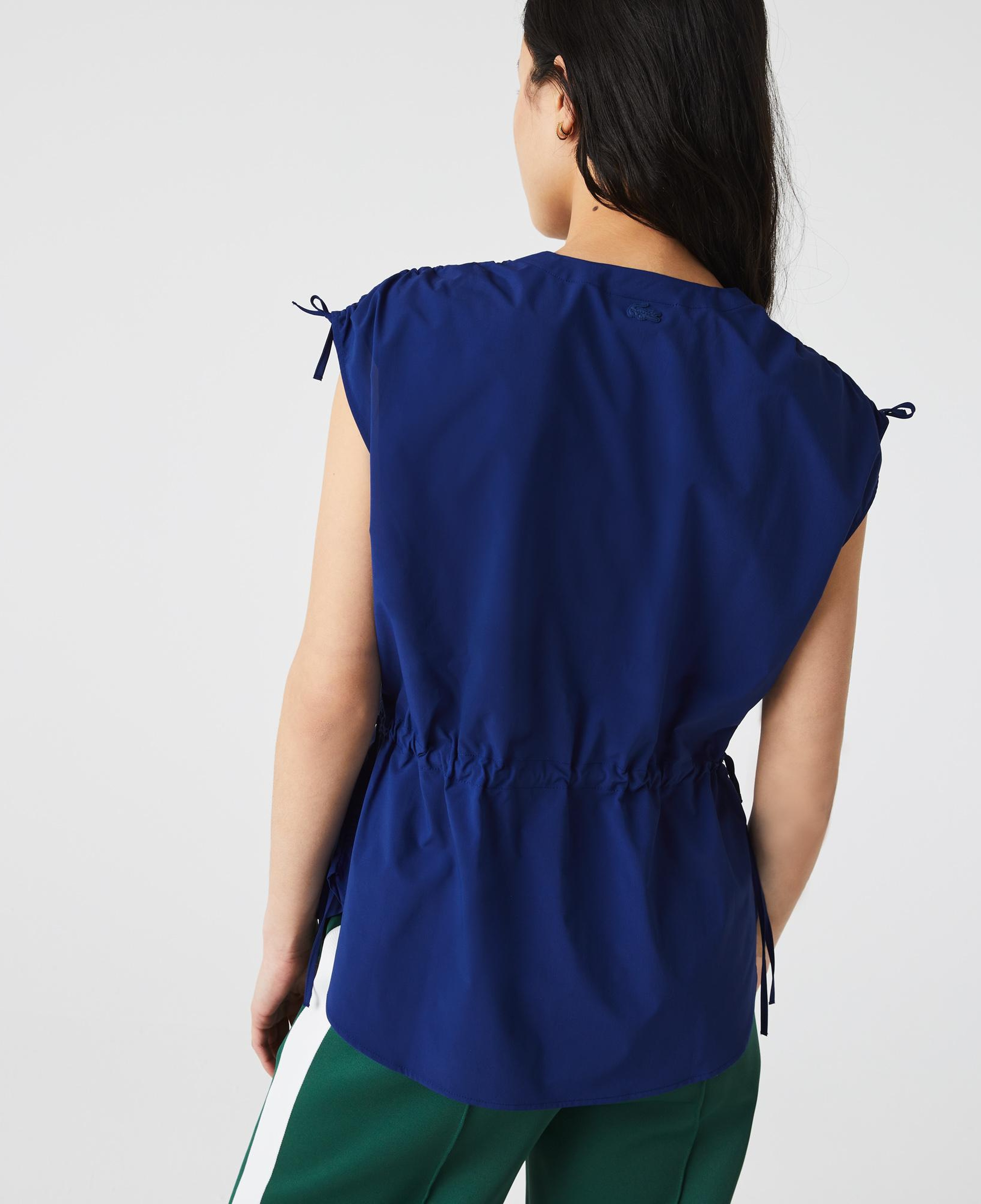 Lacoste Kadın Relaxed Fit Kısa Kollu V Yaka Lacivert Bluz
