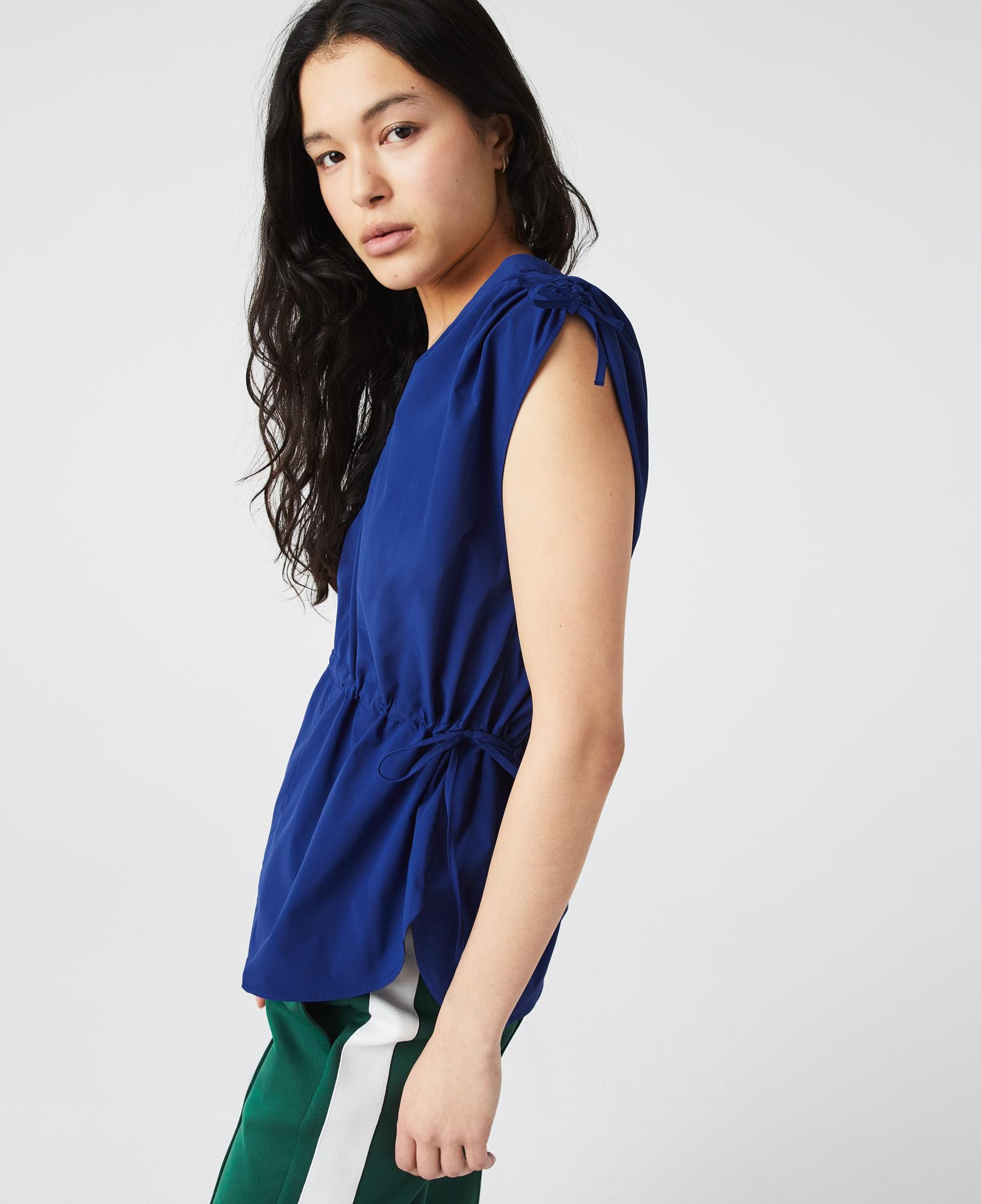 Lacoste Kadın Relaxed Fit Kısa Kollu V Yaka Lacivert Bluz