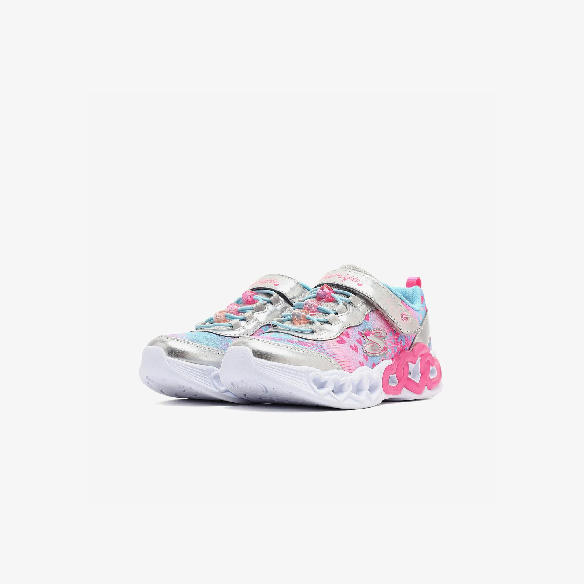 Skechers Infinite Heart Lights Heart Jewels Çocuk Gri Spor Ayakkabı