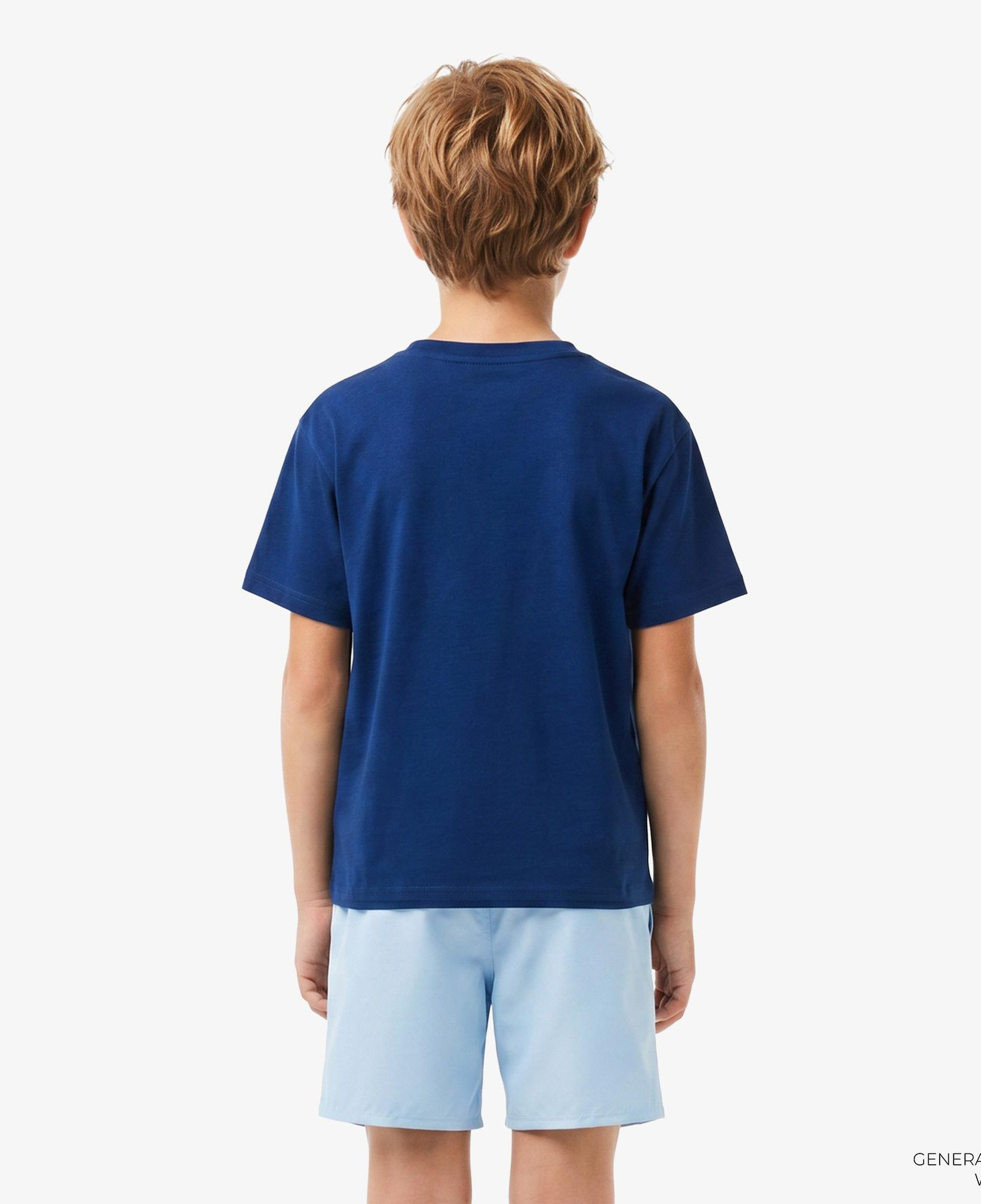 Çocuk Bisiklet Yaka Baskılı Mavi T-Shirt