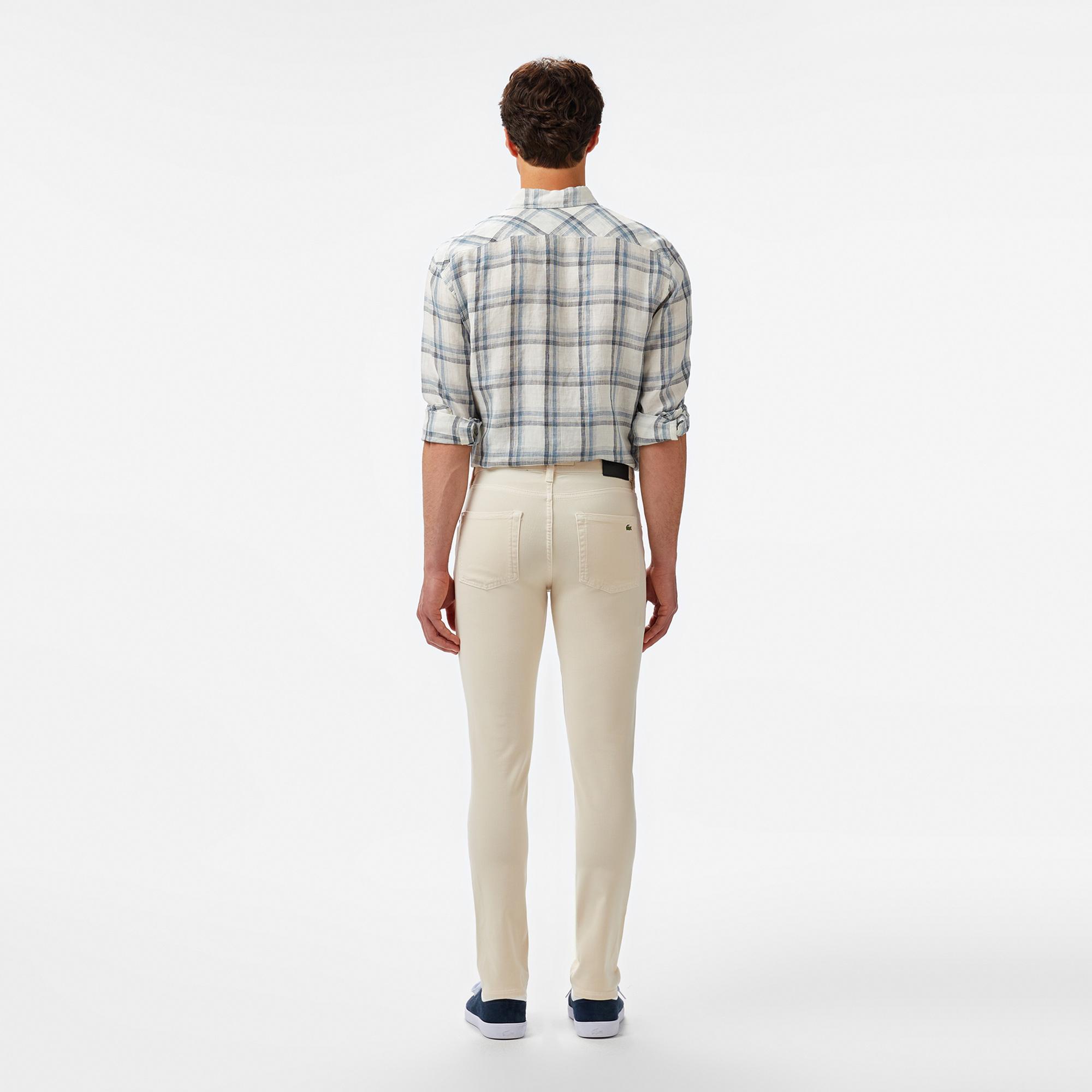 Erkek Slim Fit Krem Jean Pantolon