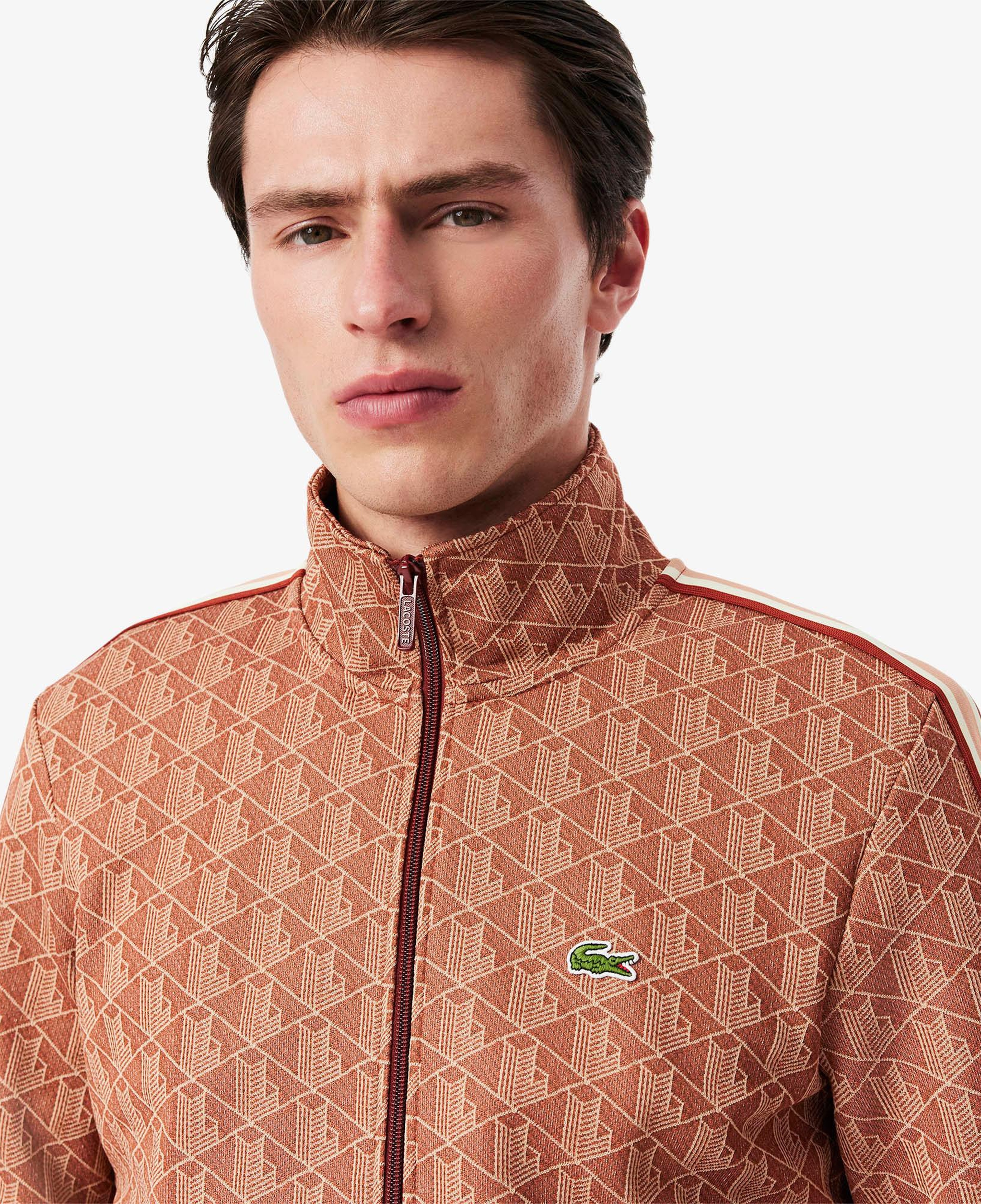 Lacoste Relaxed Fit Monogram Erkek Kahverengi Eşofman Üstü