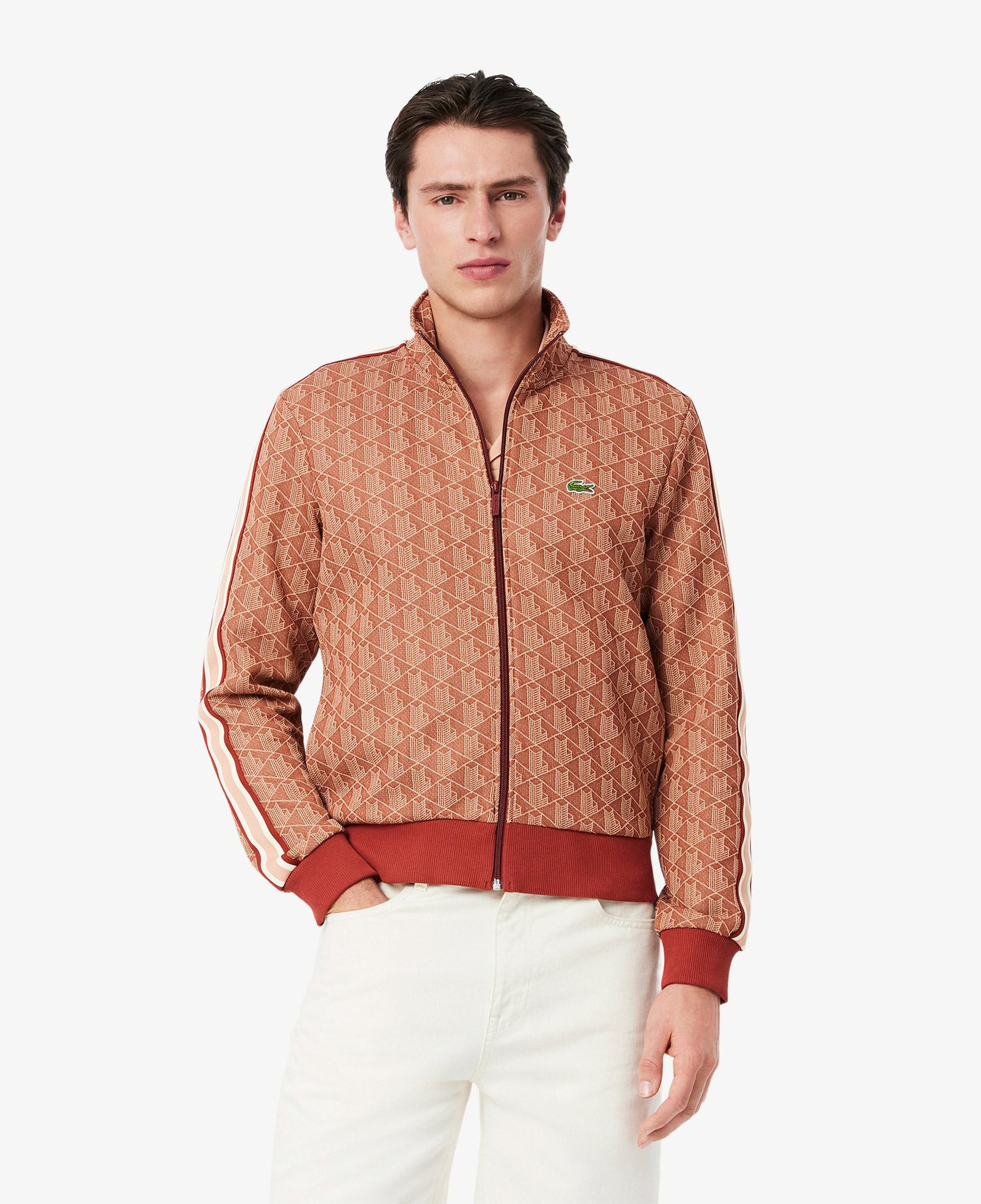 Lacoste Relaxed Fit Monogram Erkek Kahverengi Eşofman Üstü