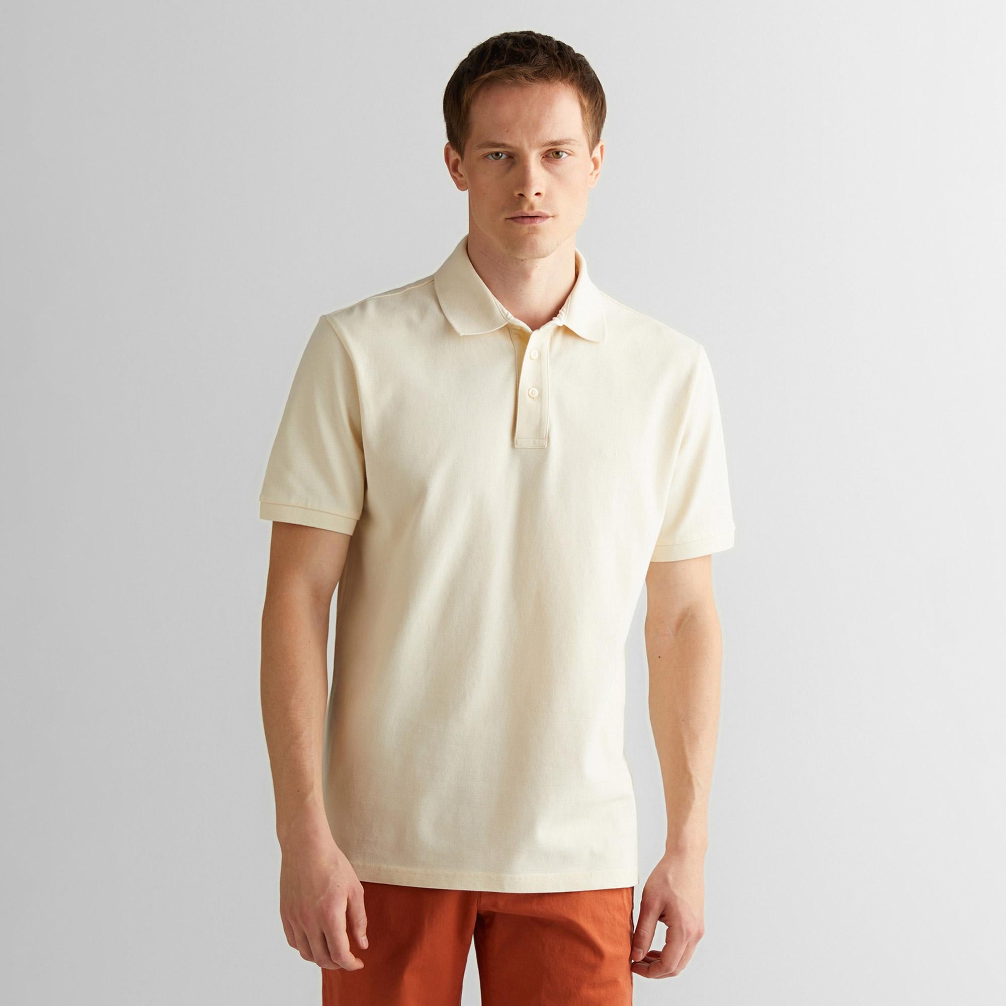 GANT Erkek Krem Regular Fit Polo