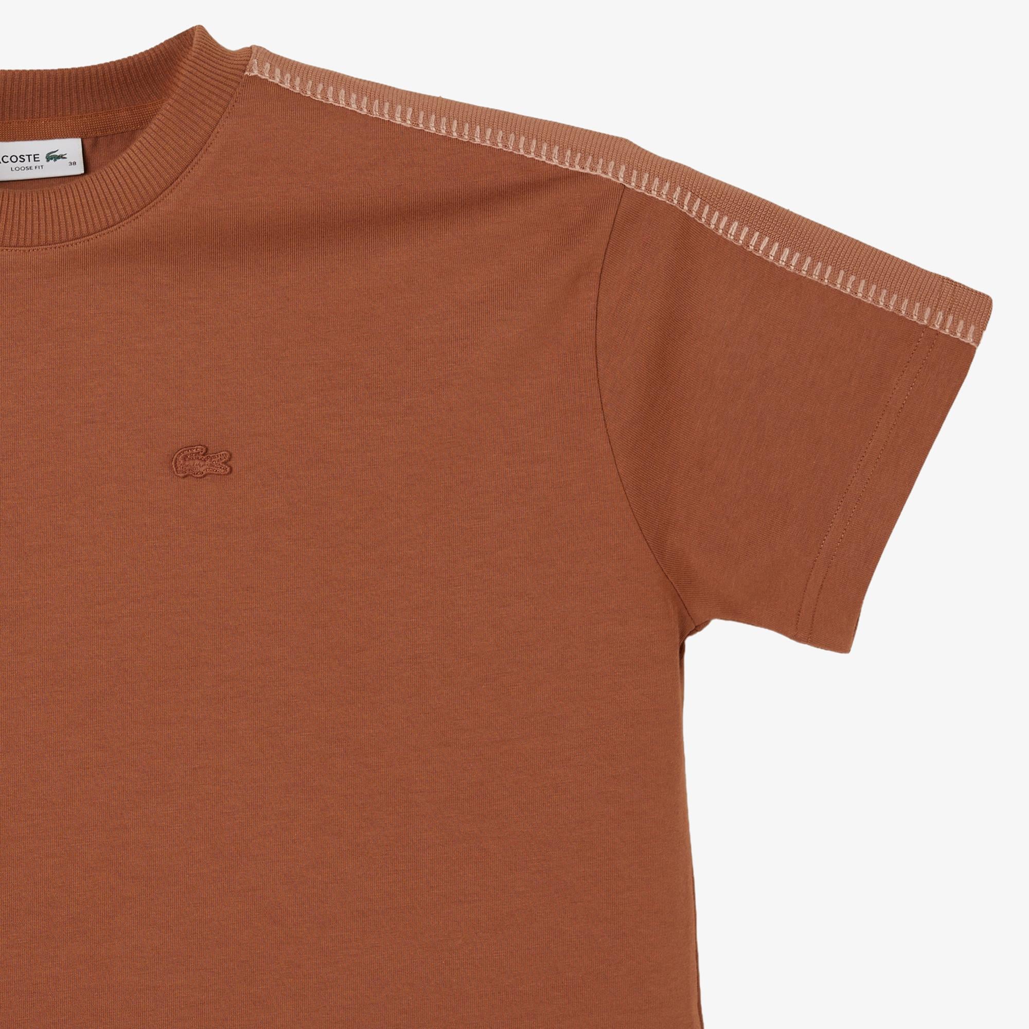Kadın Loose Fit Bisiklet Yaka Kahverengi T-Shirt