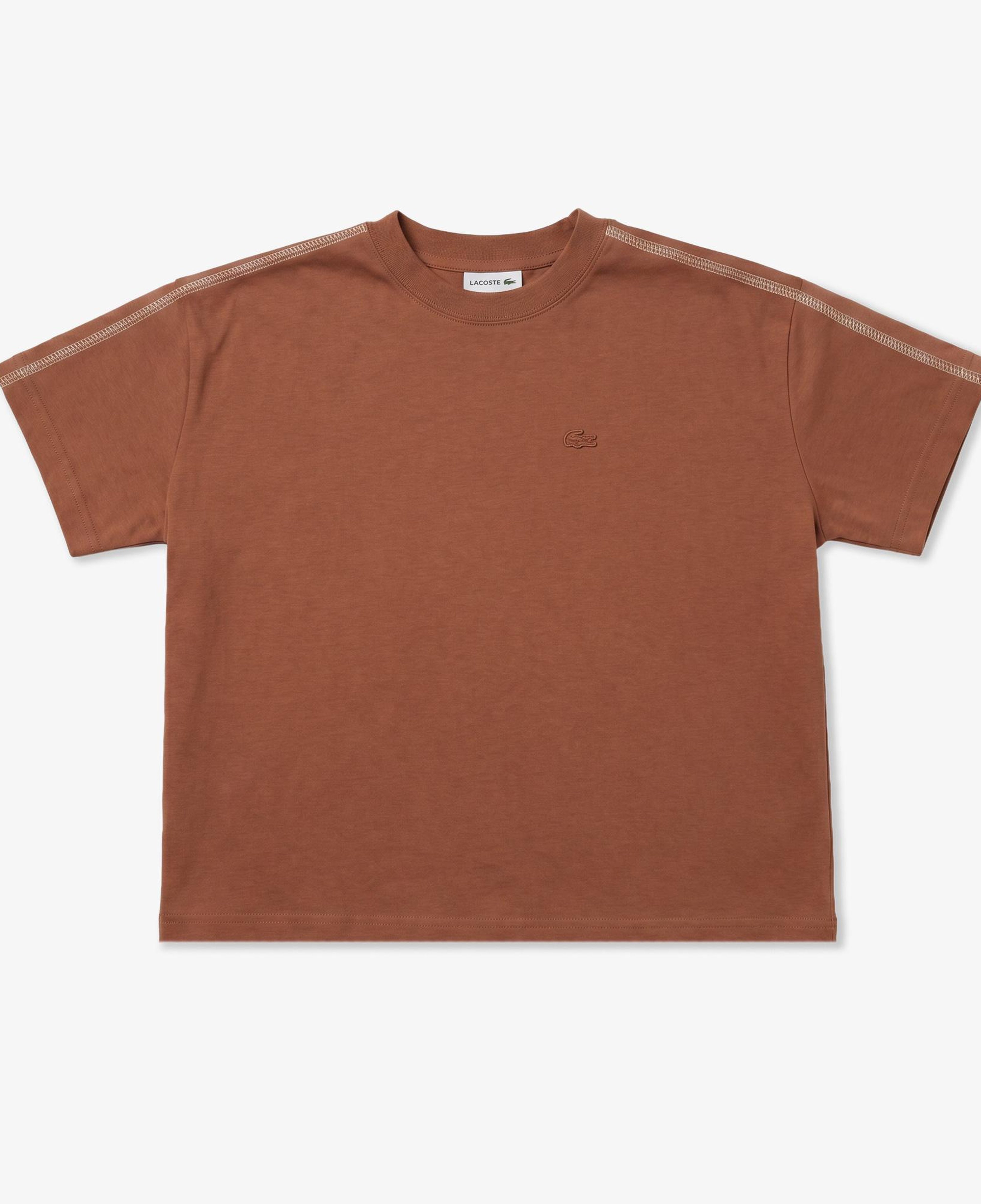 Kadın Loose Fit Bisiklet Yaka Kahverengi T-Shirt