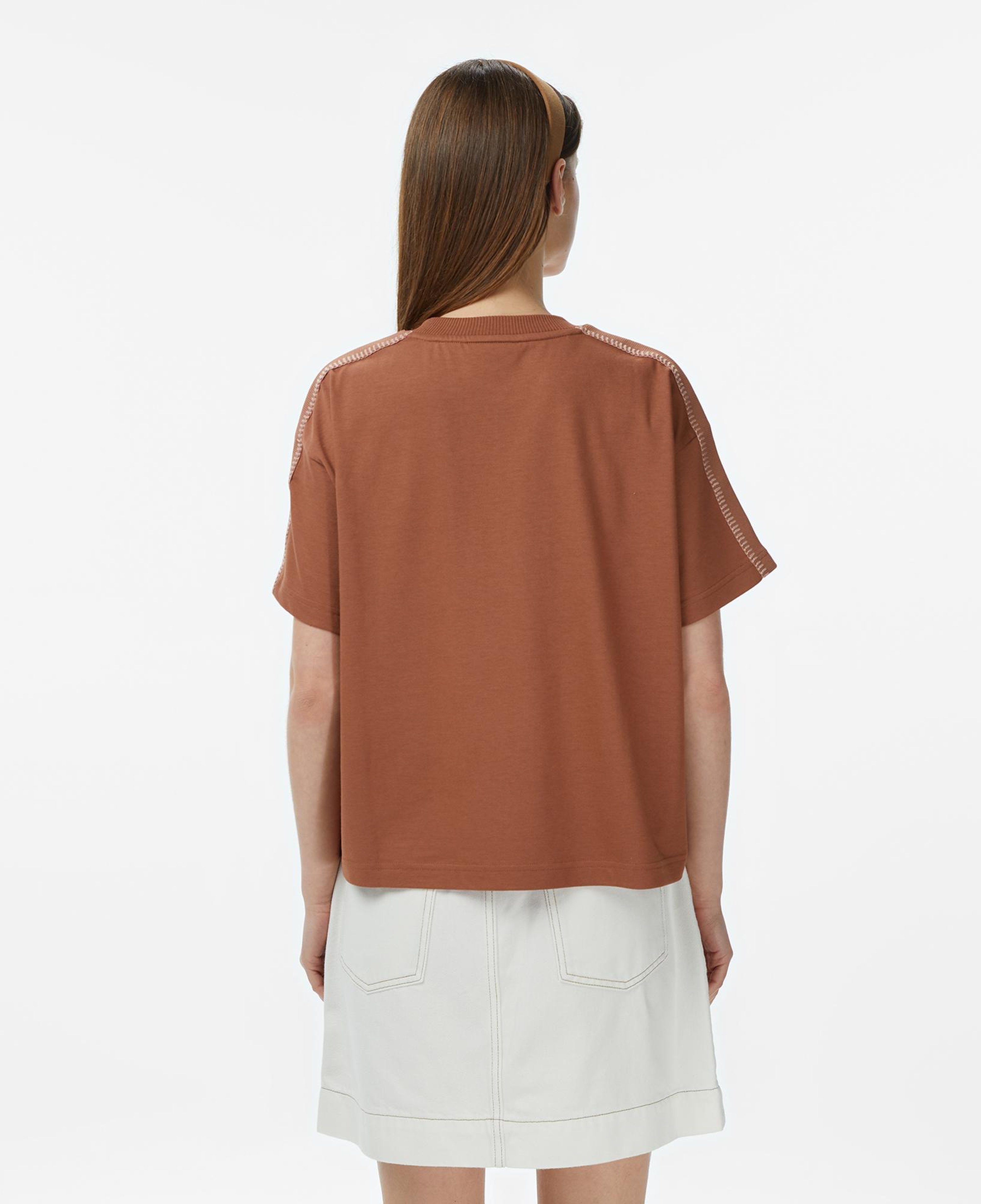 Kadın Loose Fit Bisiklet Yaka Kahverengi T-Shirt