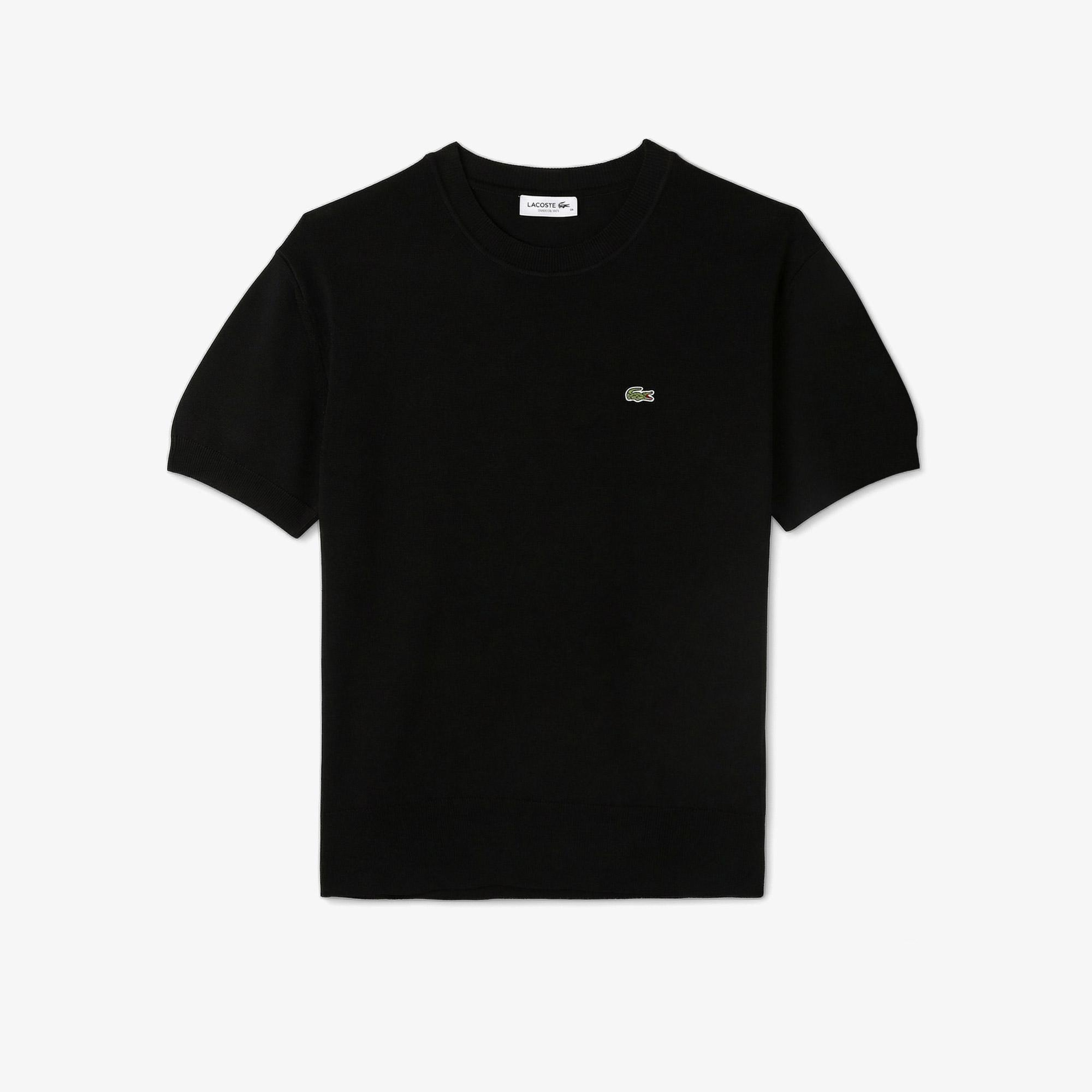Kadın Relaxed Fit Kısa Kollu Bisiklet Yaka Siyah Bluz