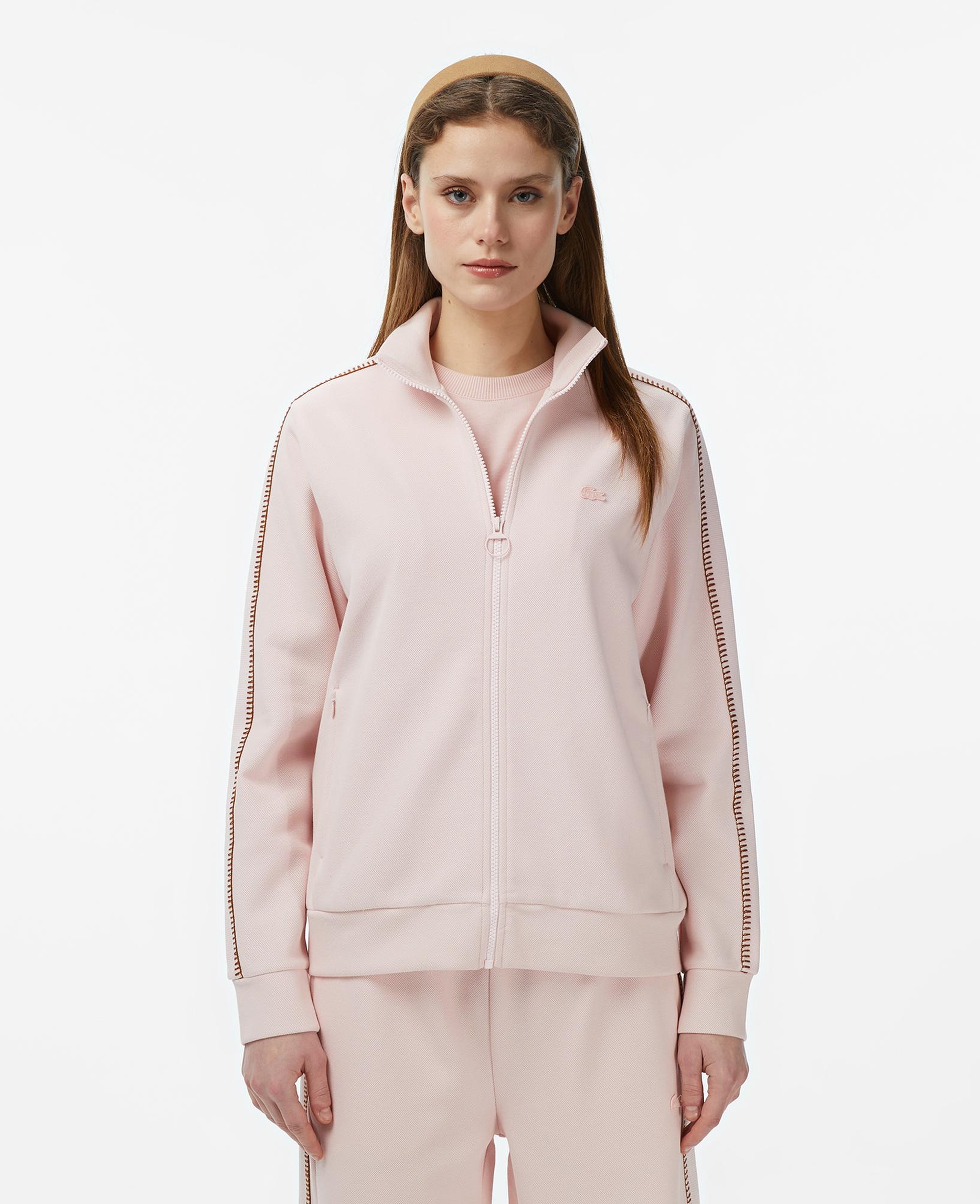 Kadın Regular Fit Dik Yaka Açık Pembe Sweatshirt