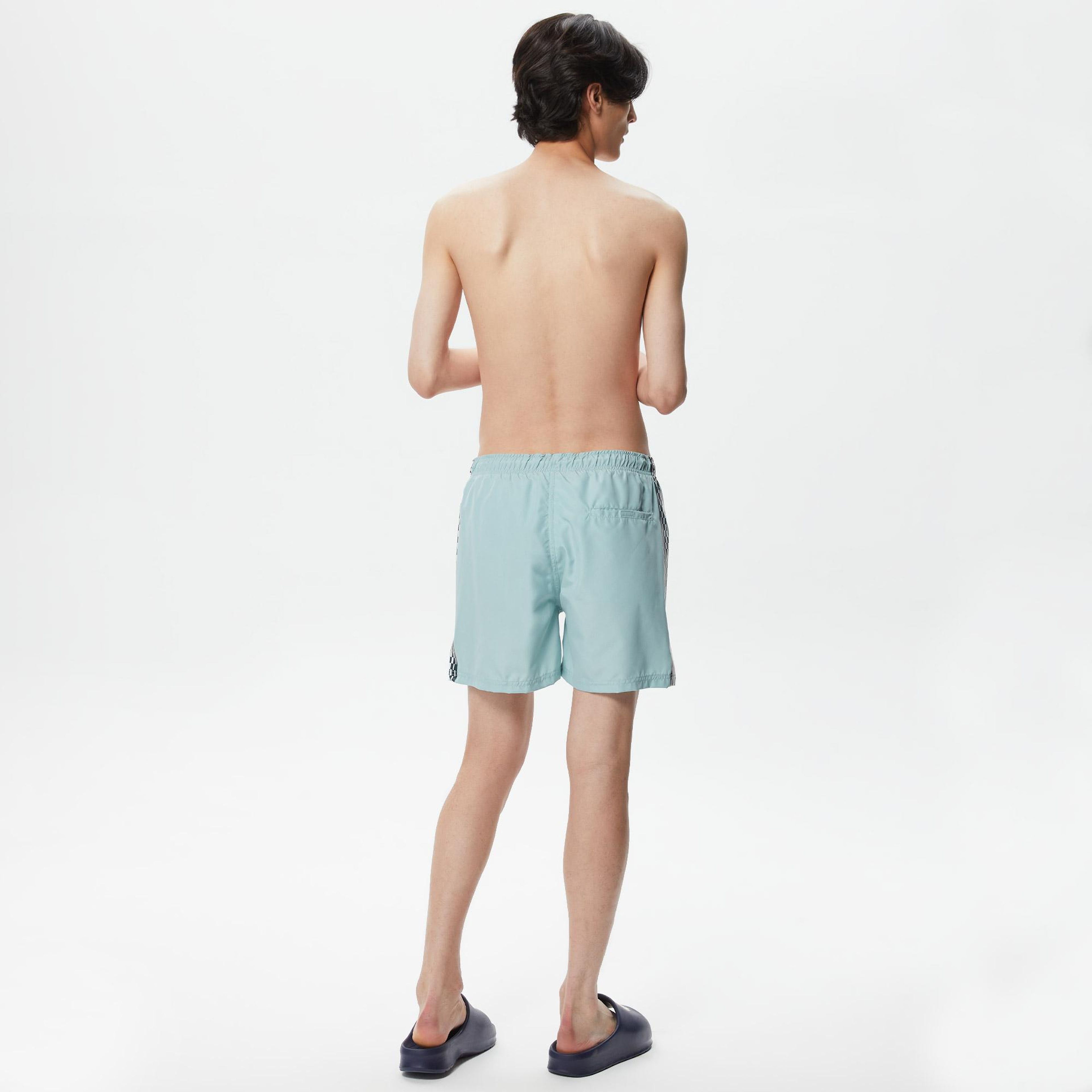 Lacoste Erkek Regular Fit Baskılı Mavi Deniz Şortu
