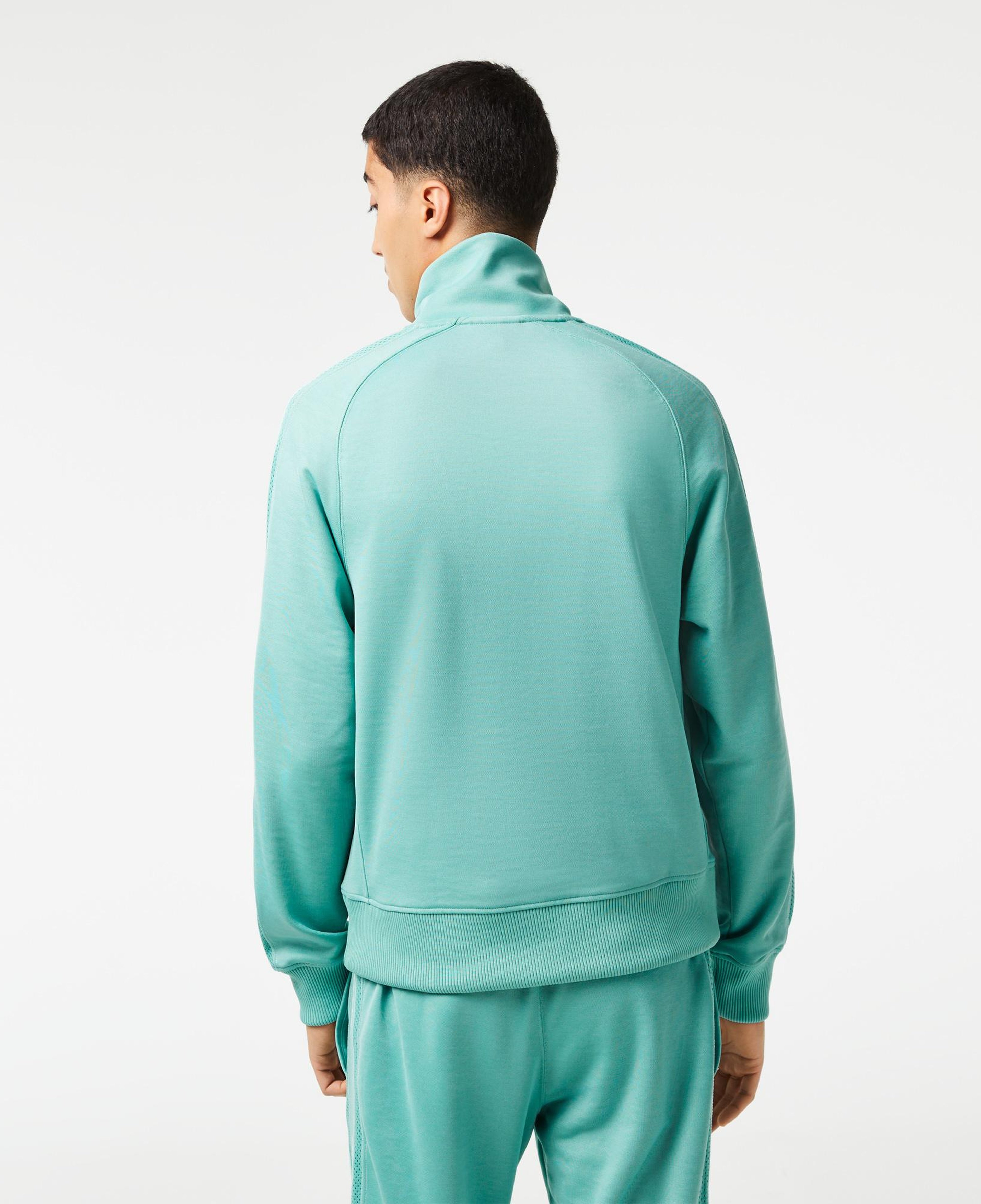 Erkek Regular Fit Fermuarlı Baskılı Yeşil Sweatshirt