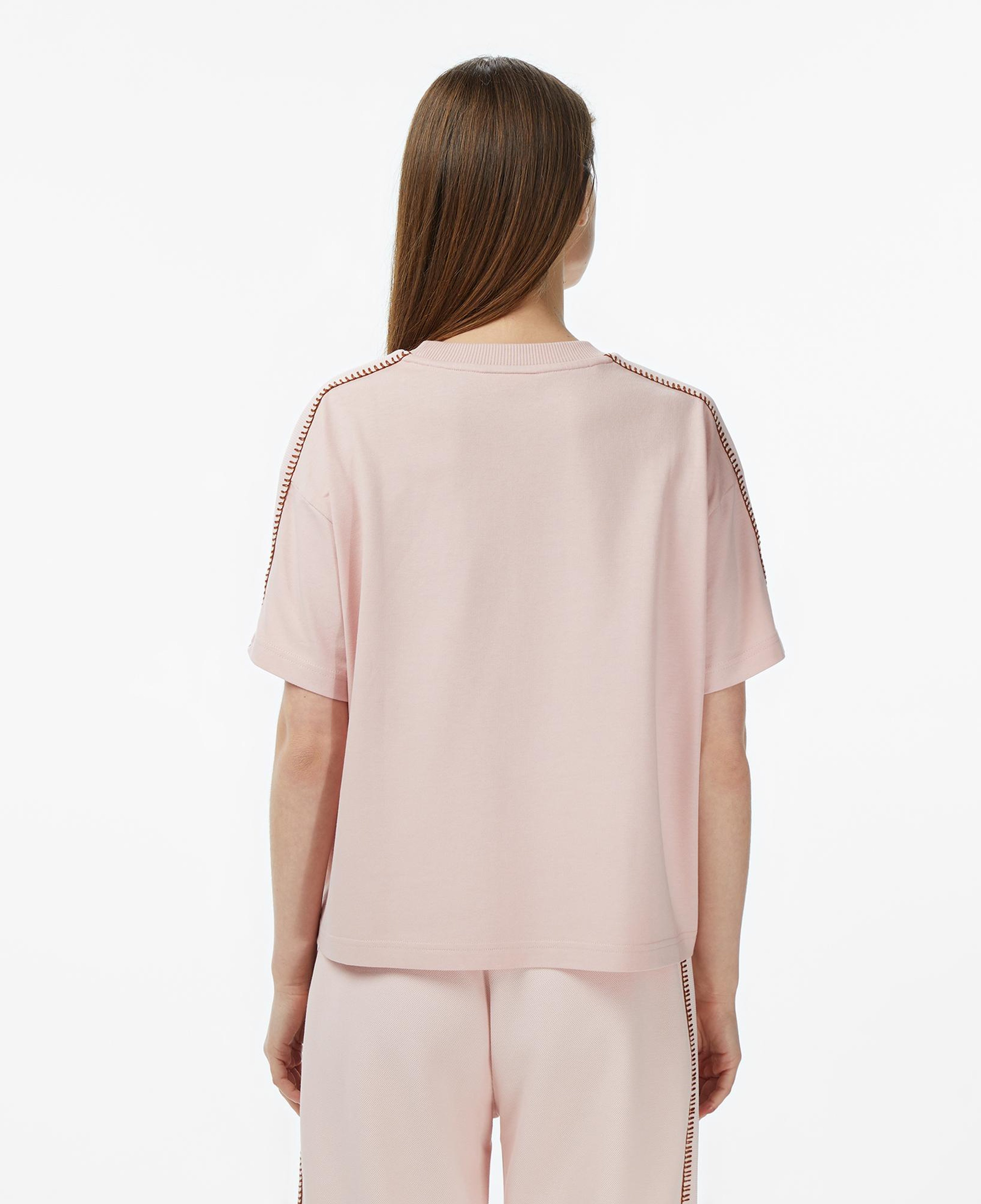 Kadın Loose Fit Bisiklet Yaka Açık Pembe T-Shirt