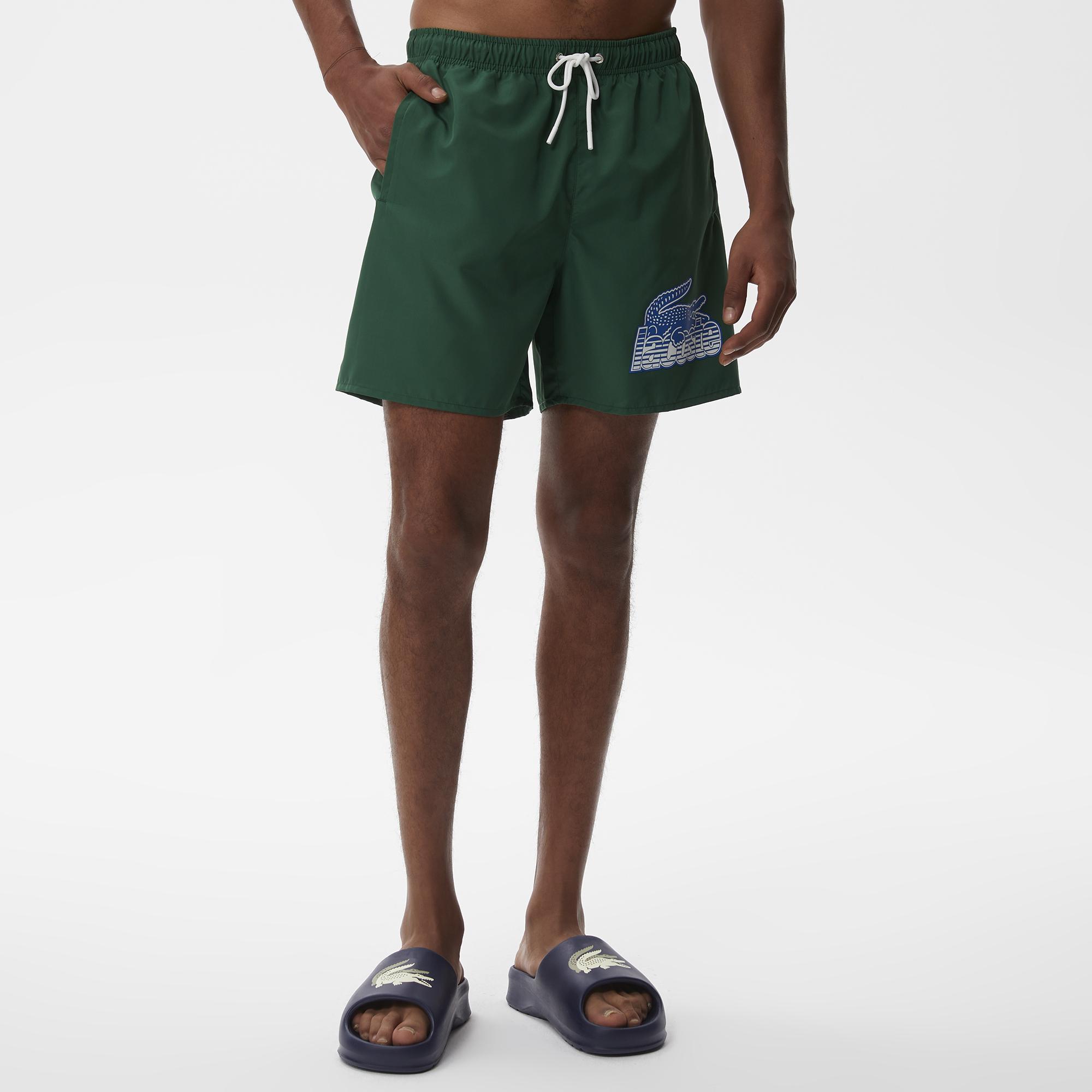Lacoste Heritage Erkek Baskılı Yeşil Deniz Şortu