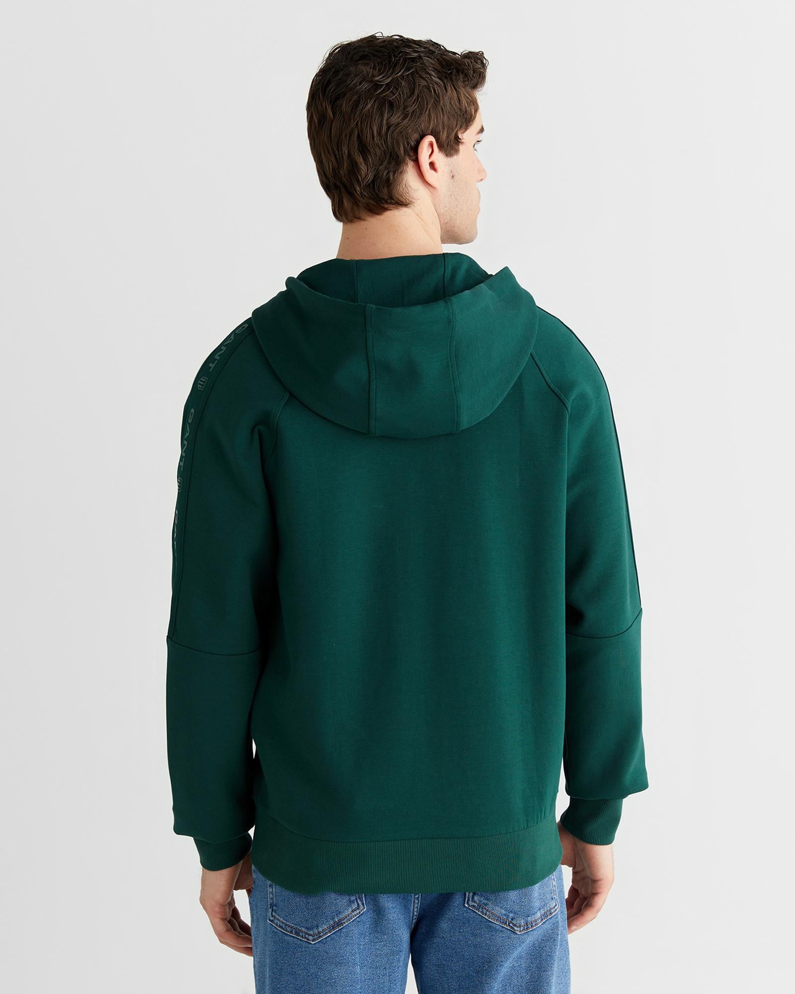 GANT Erkek Yeşil Fermuarlı Kapüşonlu Sweatshirt