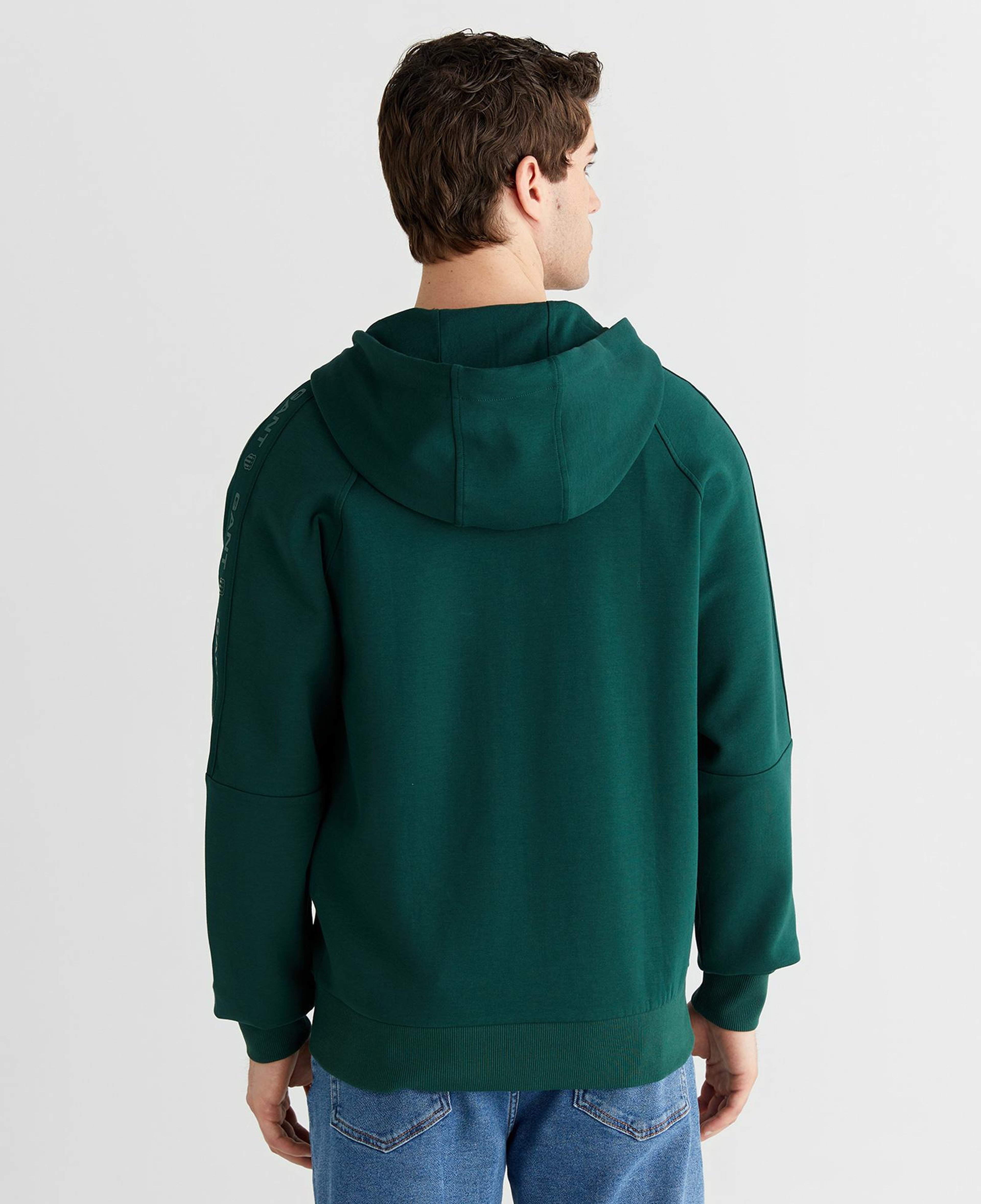 GANT Erkek Yeşil Fermuarlı Kapüşonlu Sweatshirt