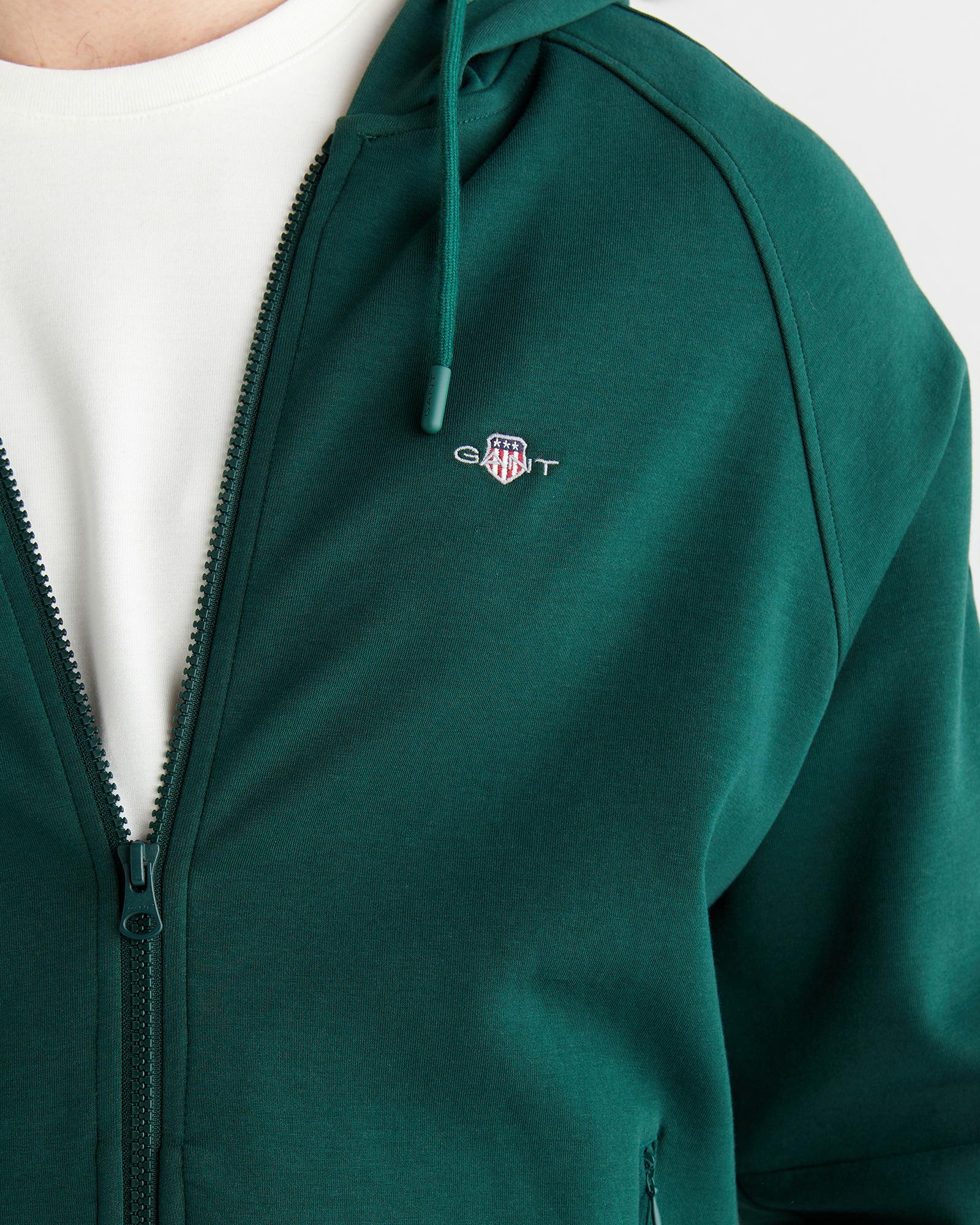 GANT Erkek Yeşil Fermuarlı Kapüşonlu Sweatshirt