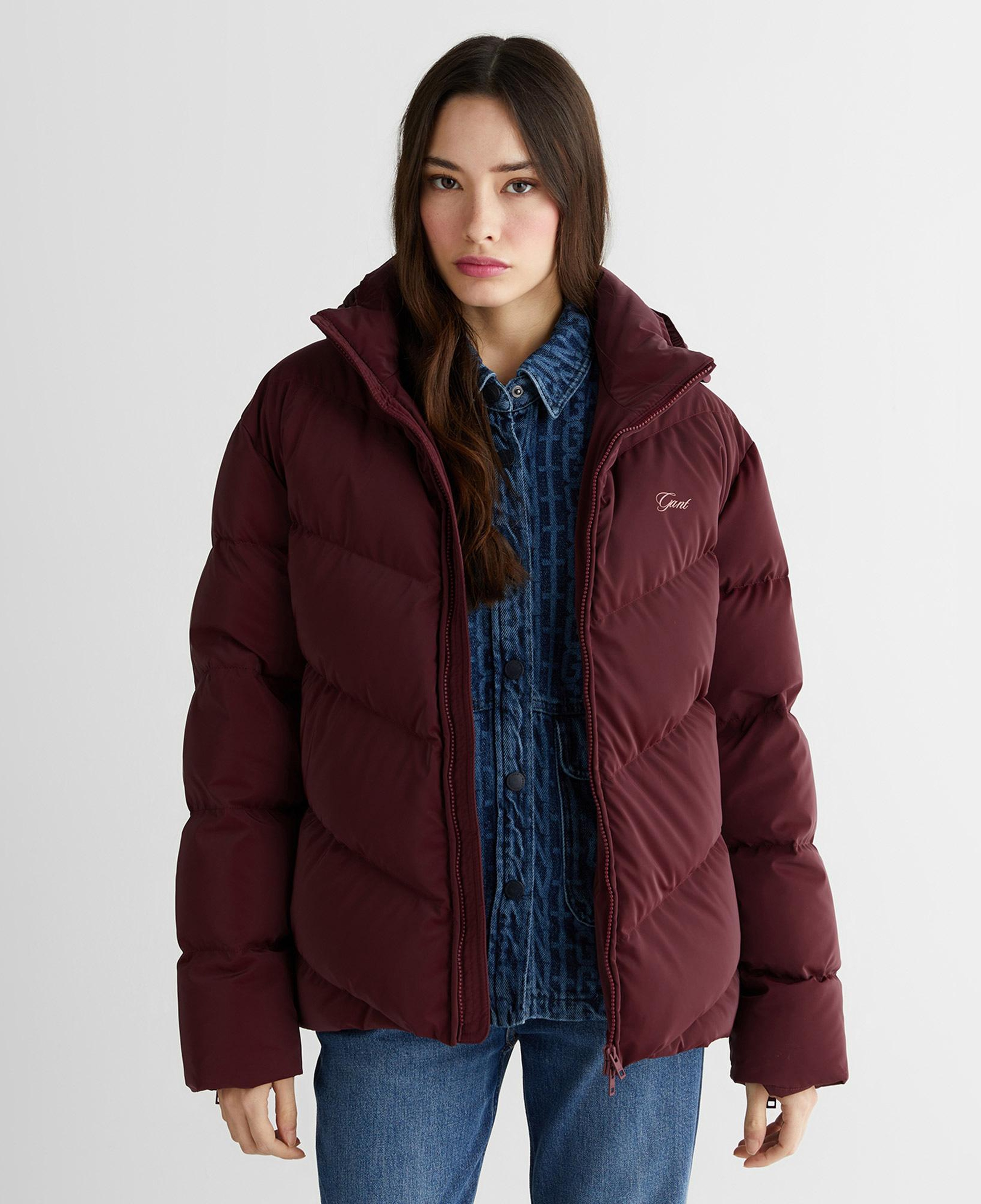 GANT Kadın Bordo Regular Fit Fermuarlı Mont
