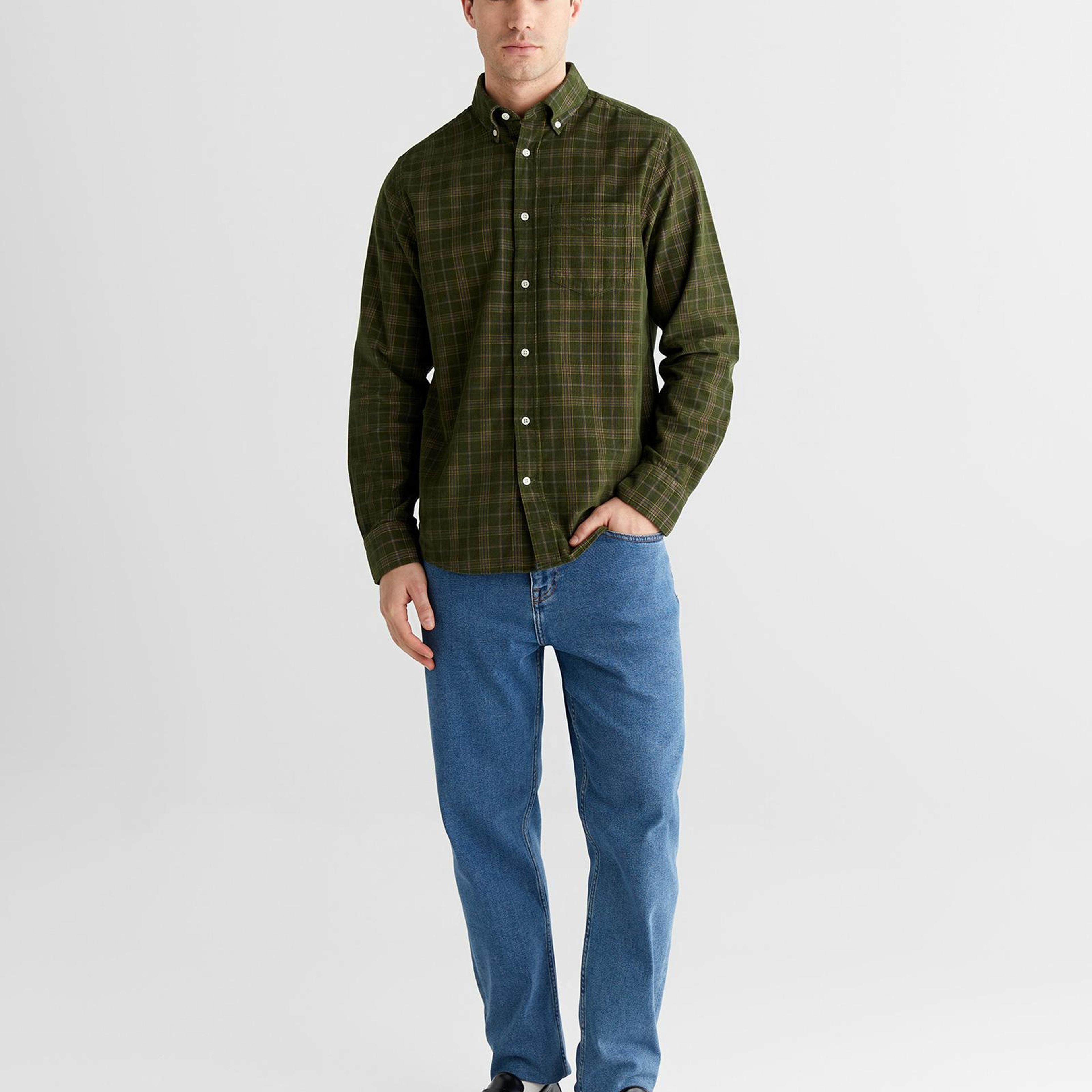 GANT Erkek Yeşil Regular Fit Düğmeli Gömlek