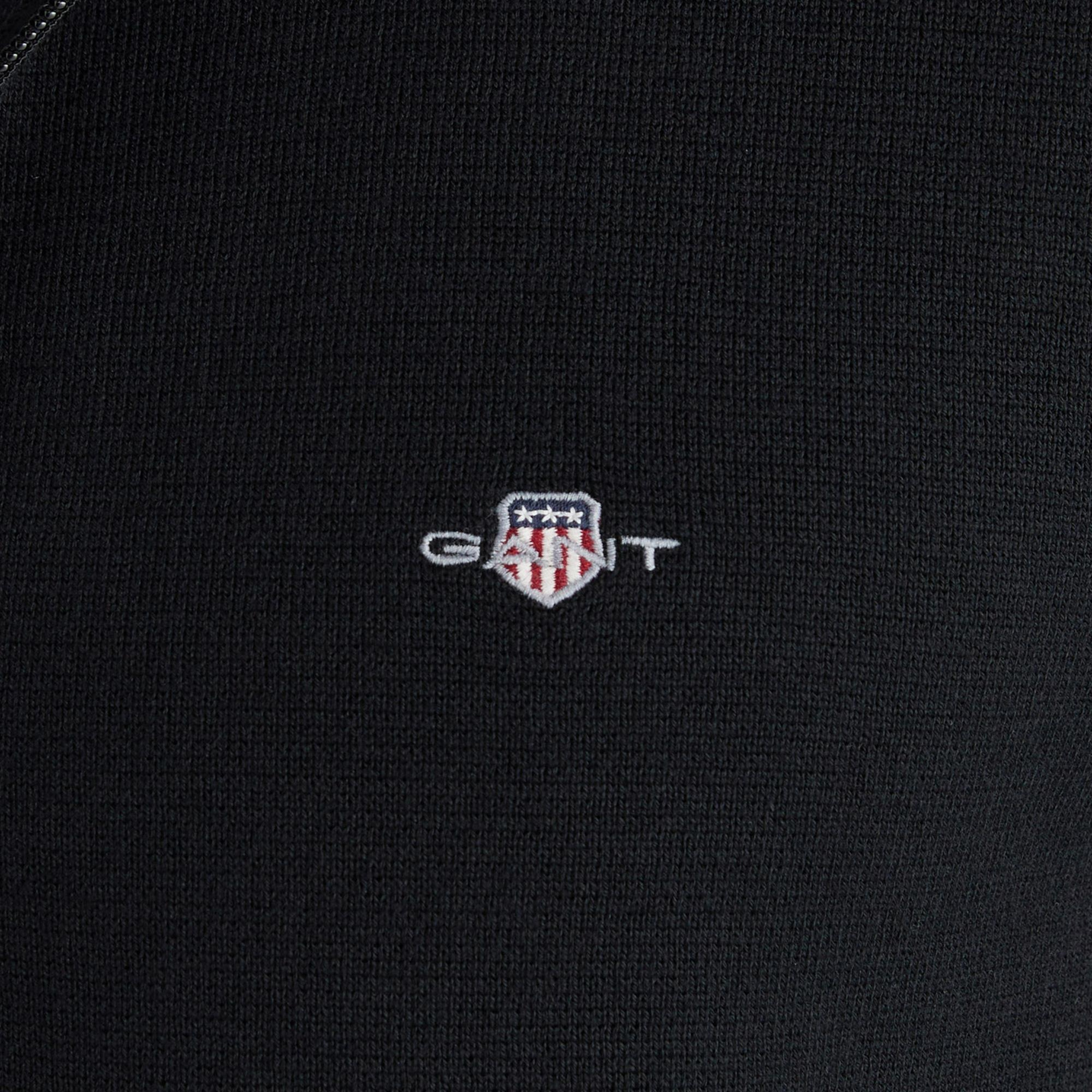 GANT Erkek Siyah Regular Fit Fermuarlı Triko