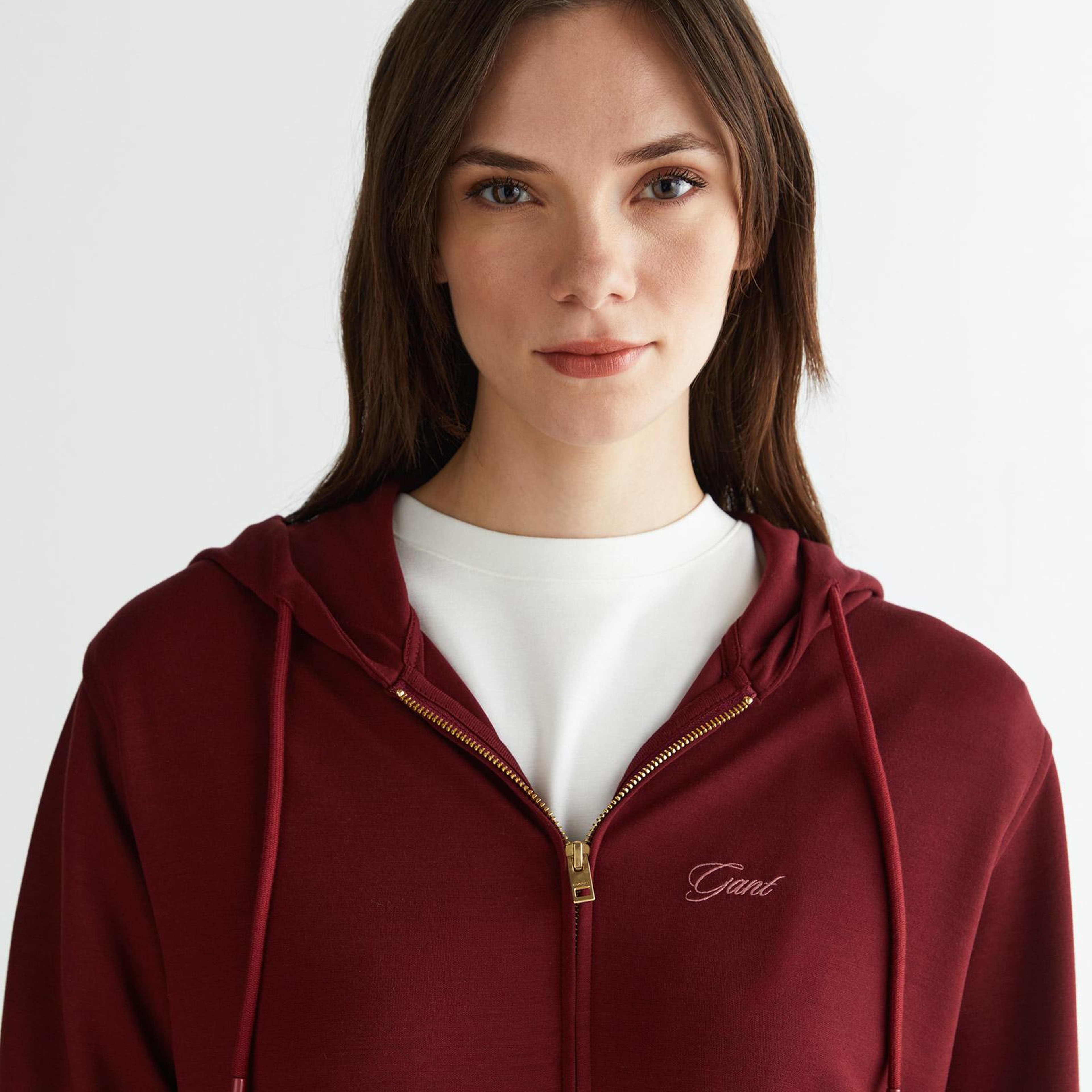 GANT Kadın Bordo Regular Fit Fermuarlı Sweatshirt