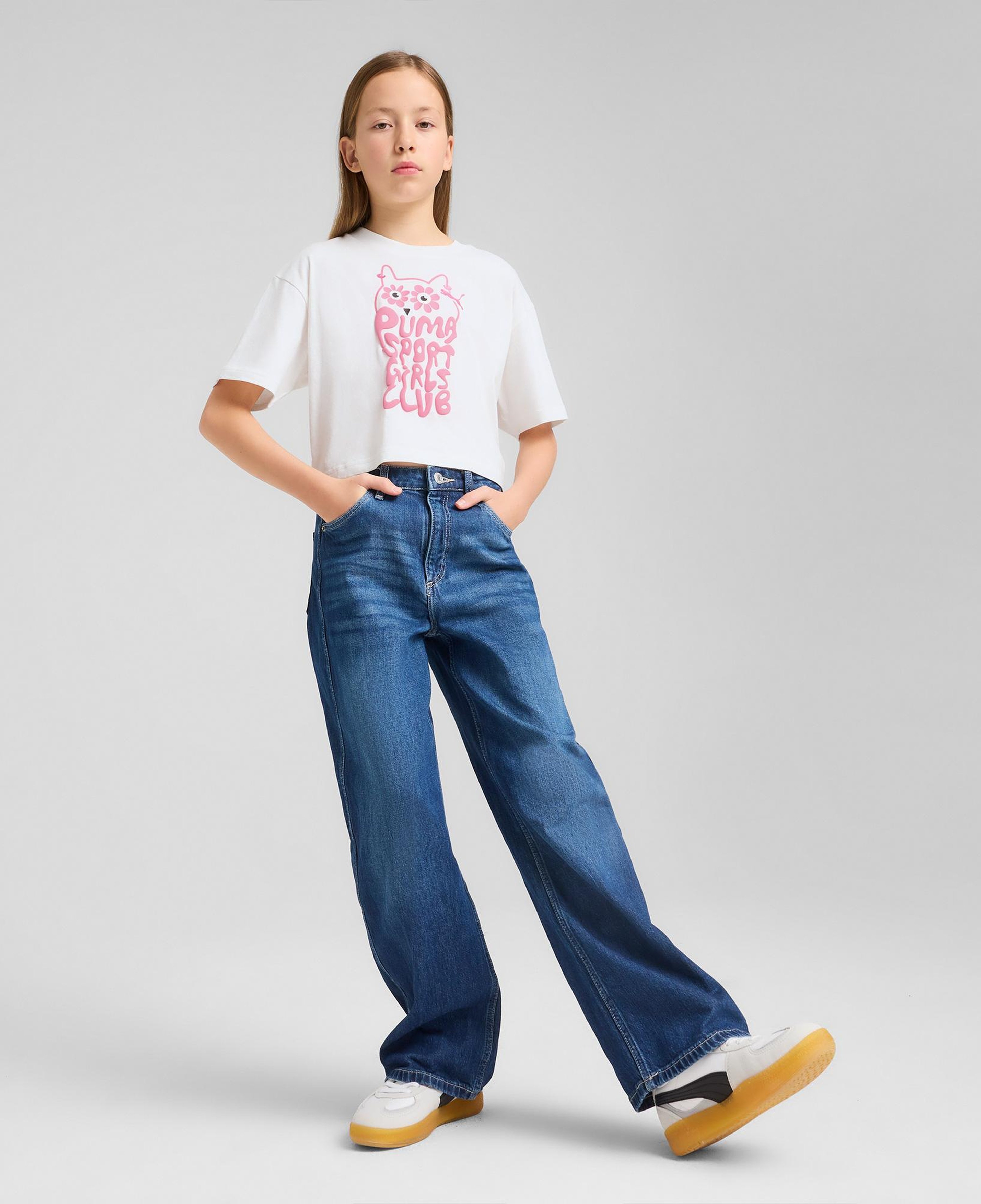 Puma Graphics Length Çocuk Beyaz T-Shirt