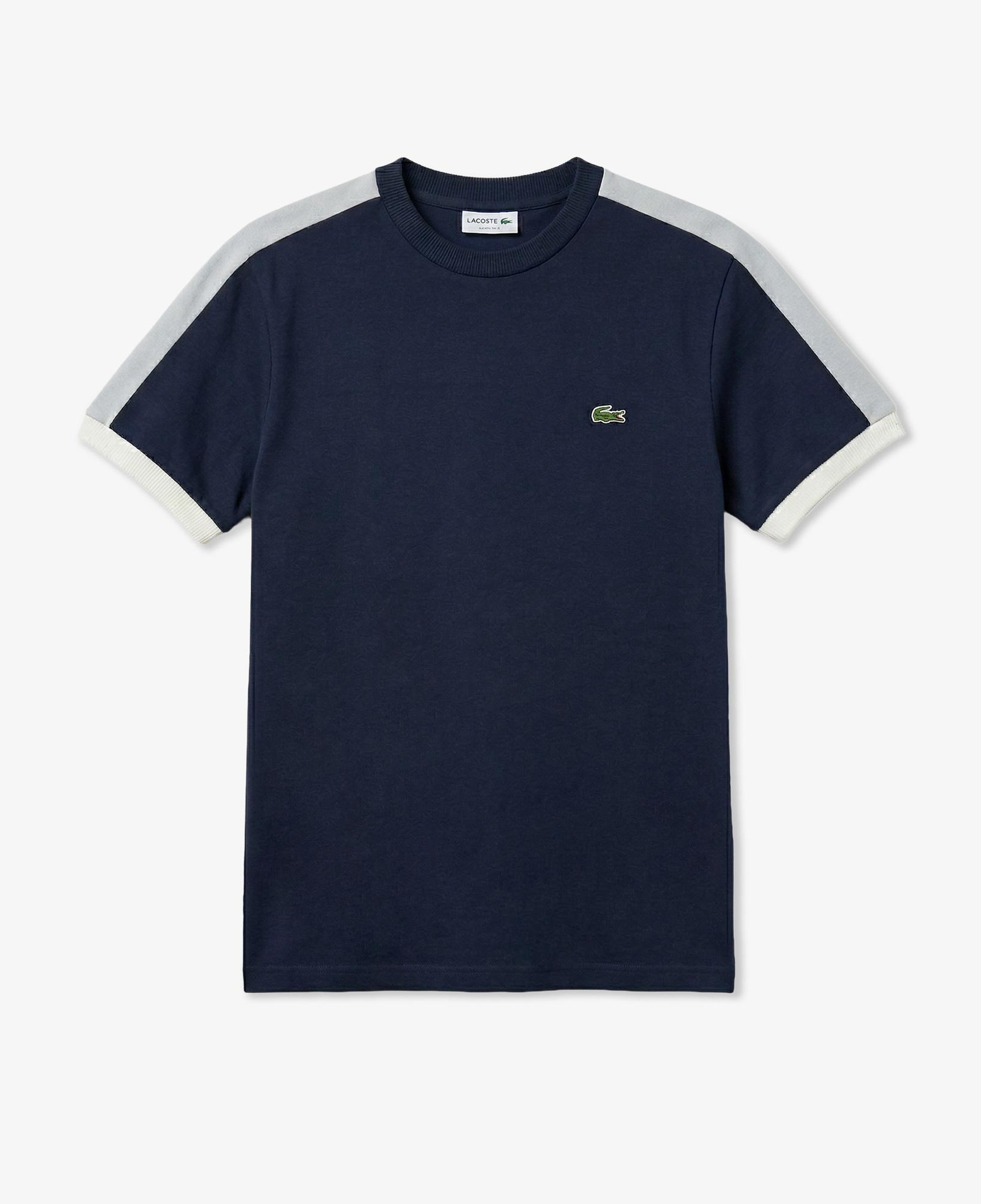 Erkek Regular Fit Bisiklet Yaka Renk Bloklu Koyu Gri T-Shirt