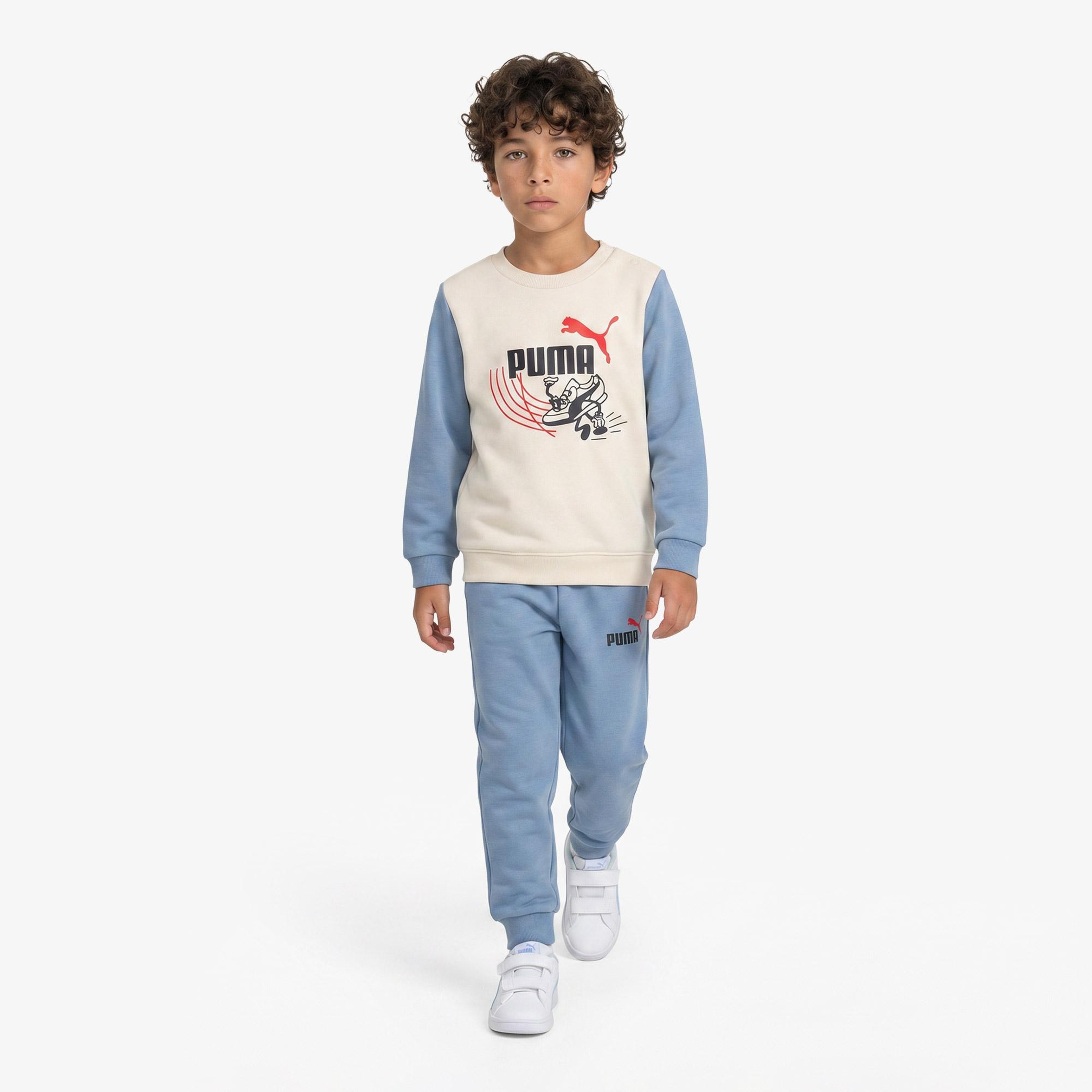 Puma Minicats Little Runners Çocuk Krem Eşofman Takımı