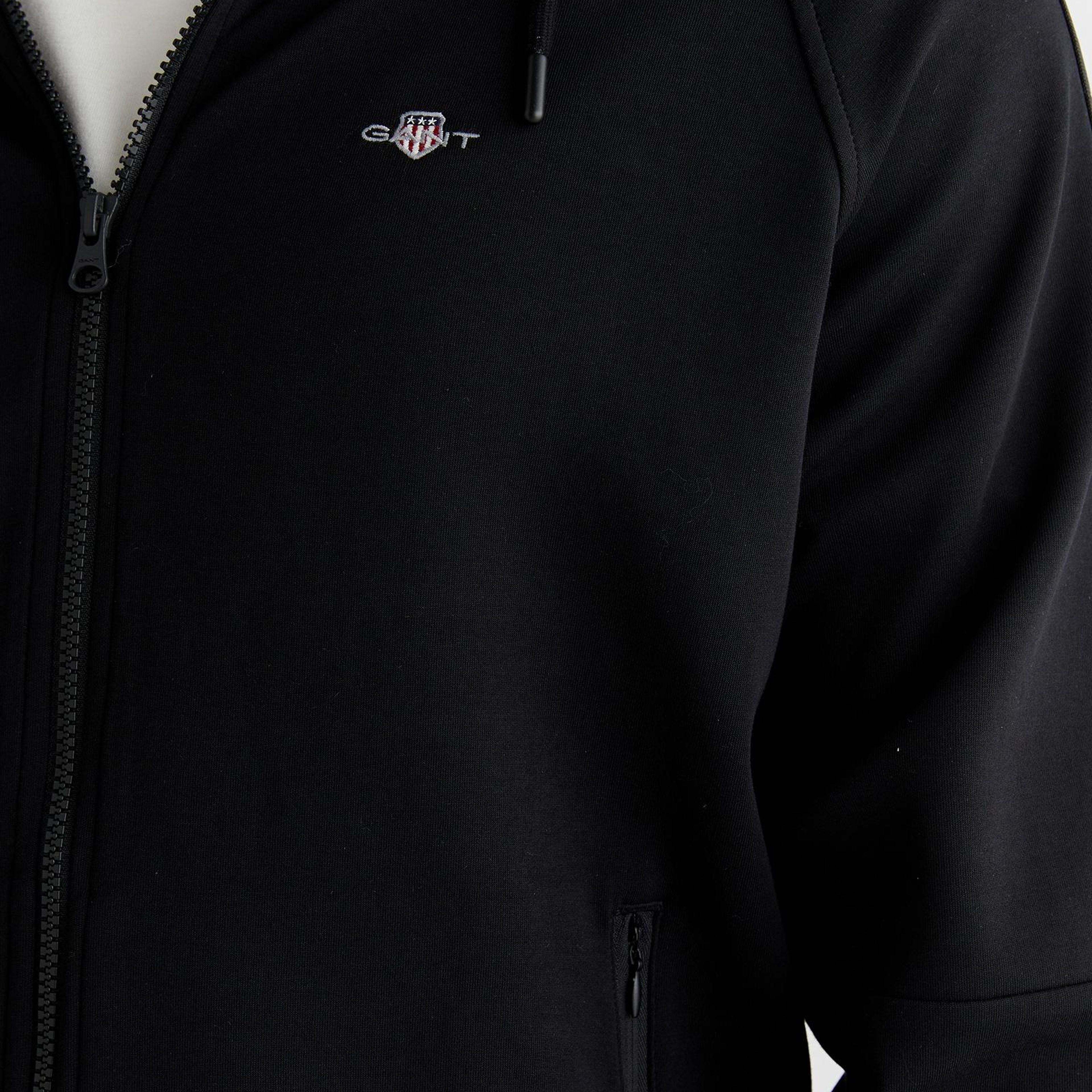 GANT Erkek Siyah Fermuarlı Kapüşonlu Sweatshirt