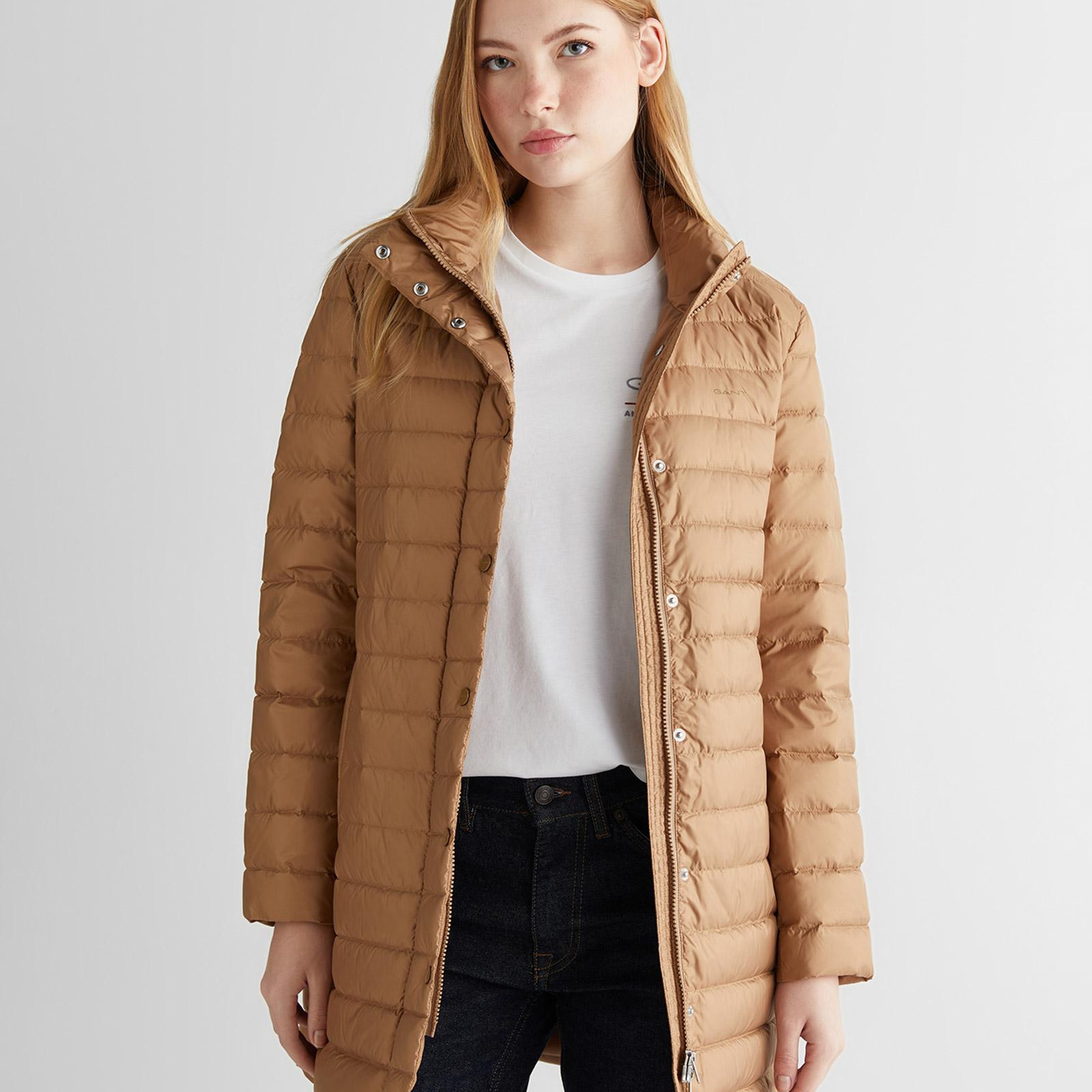GANT Kadın Bej Regular Fit Fermuarlı Mont