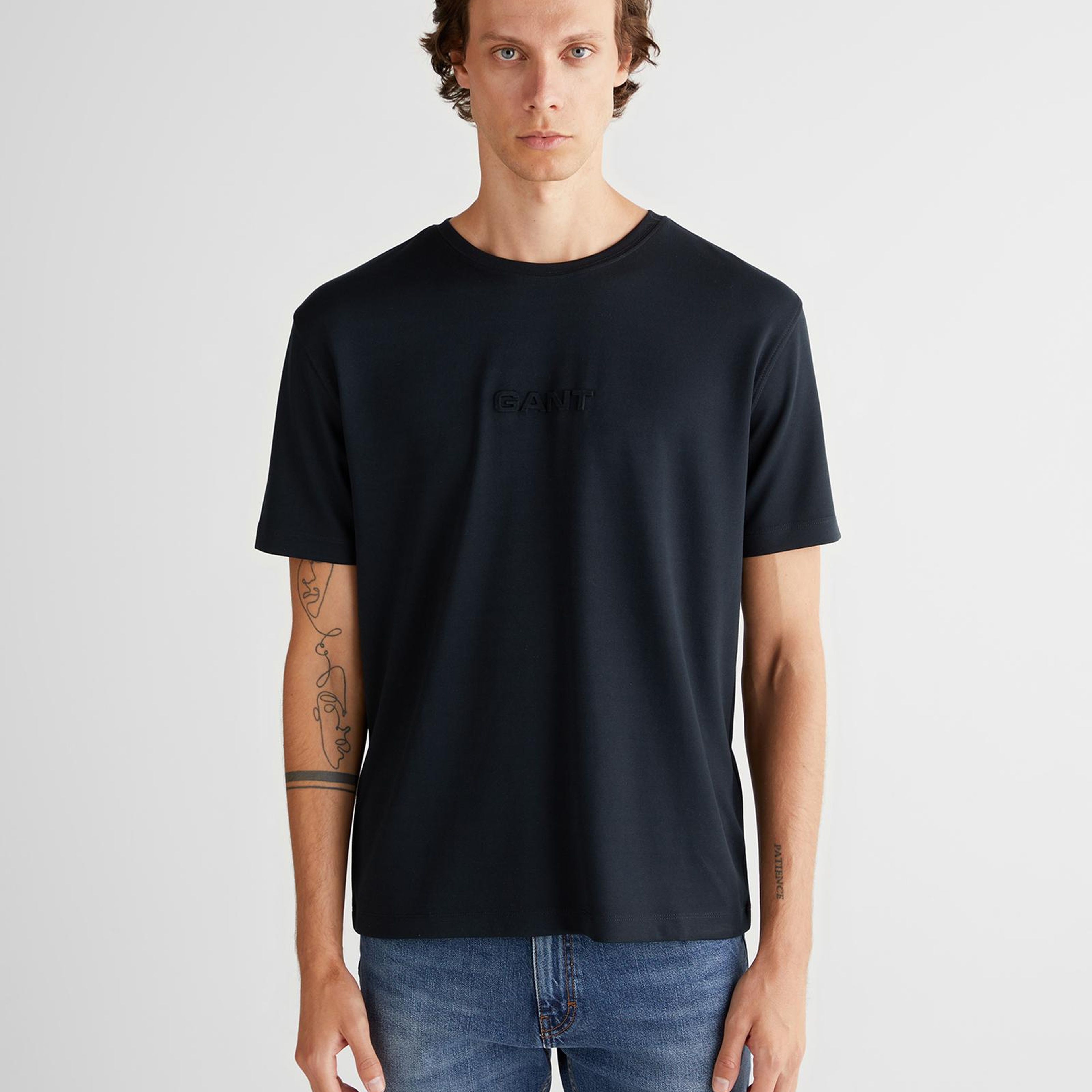 GANT Erkek Siyah Bisiklet Yaka T-Shirt