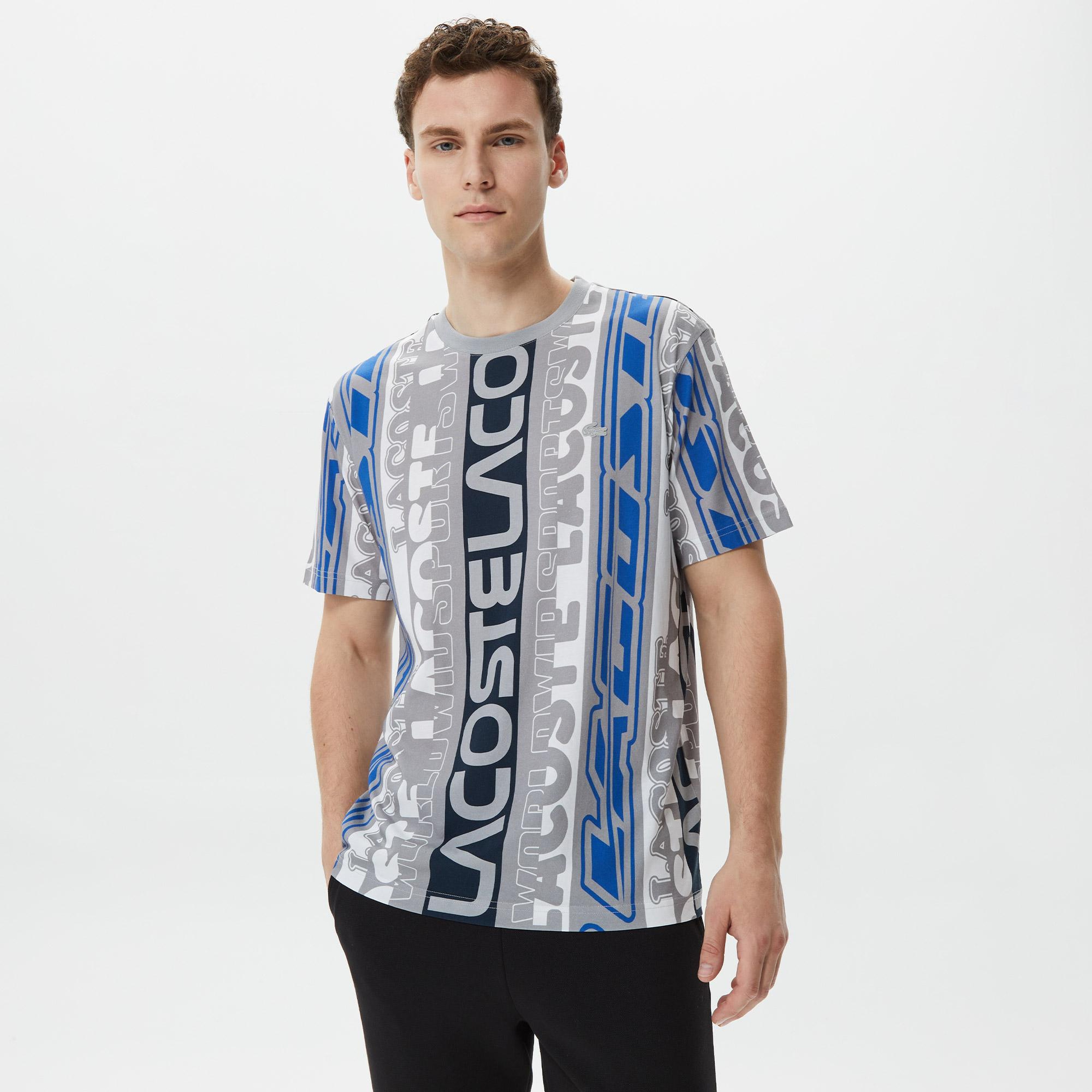 Erkek Regular Fit Bisiklet Yaka Baskılı Gri T-Shirt