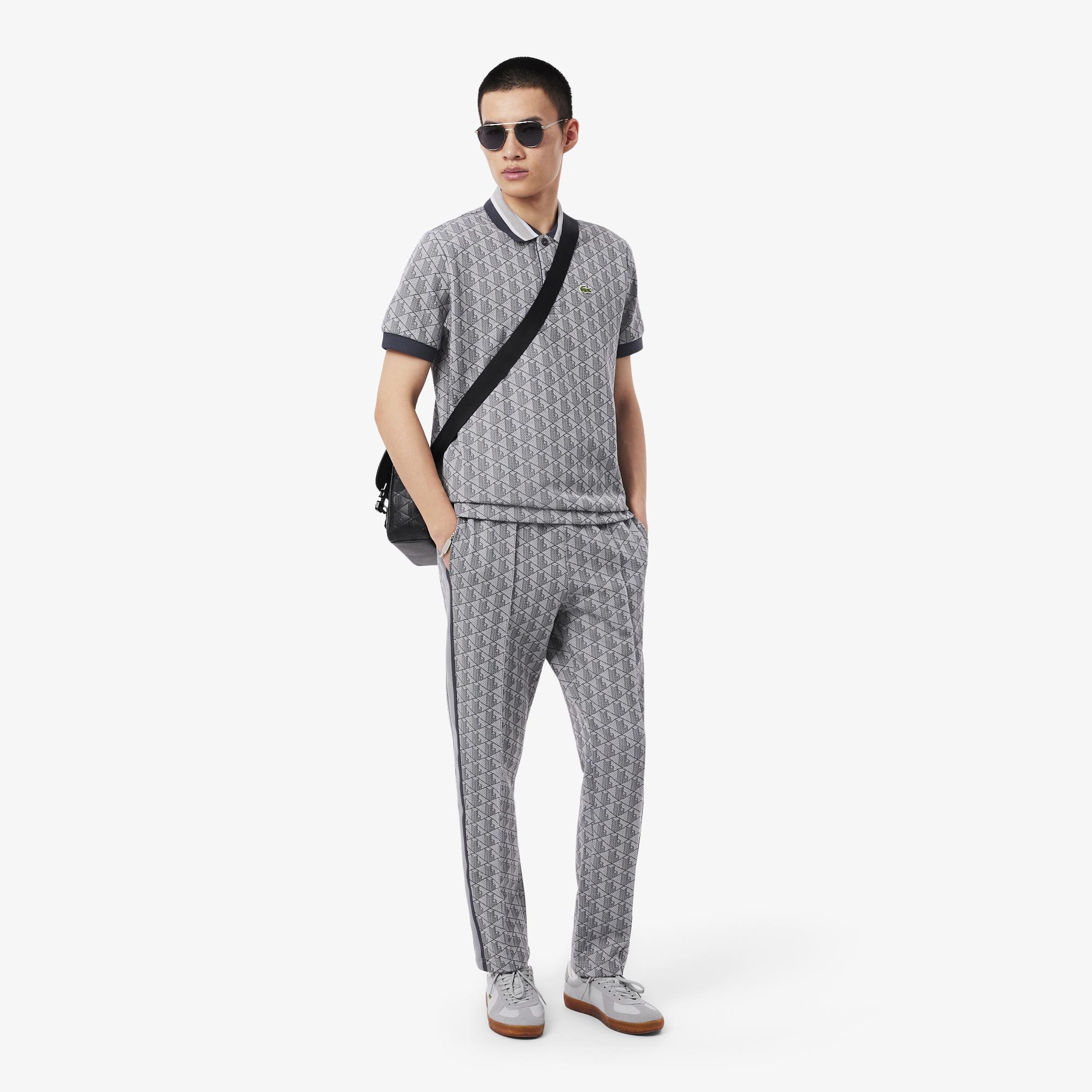 Erkek Regular Fit Monogram Gri Eşofman Altı