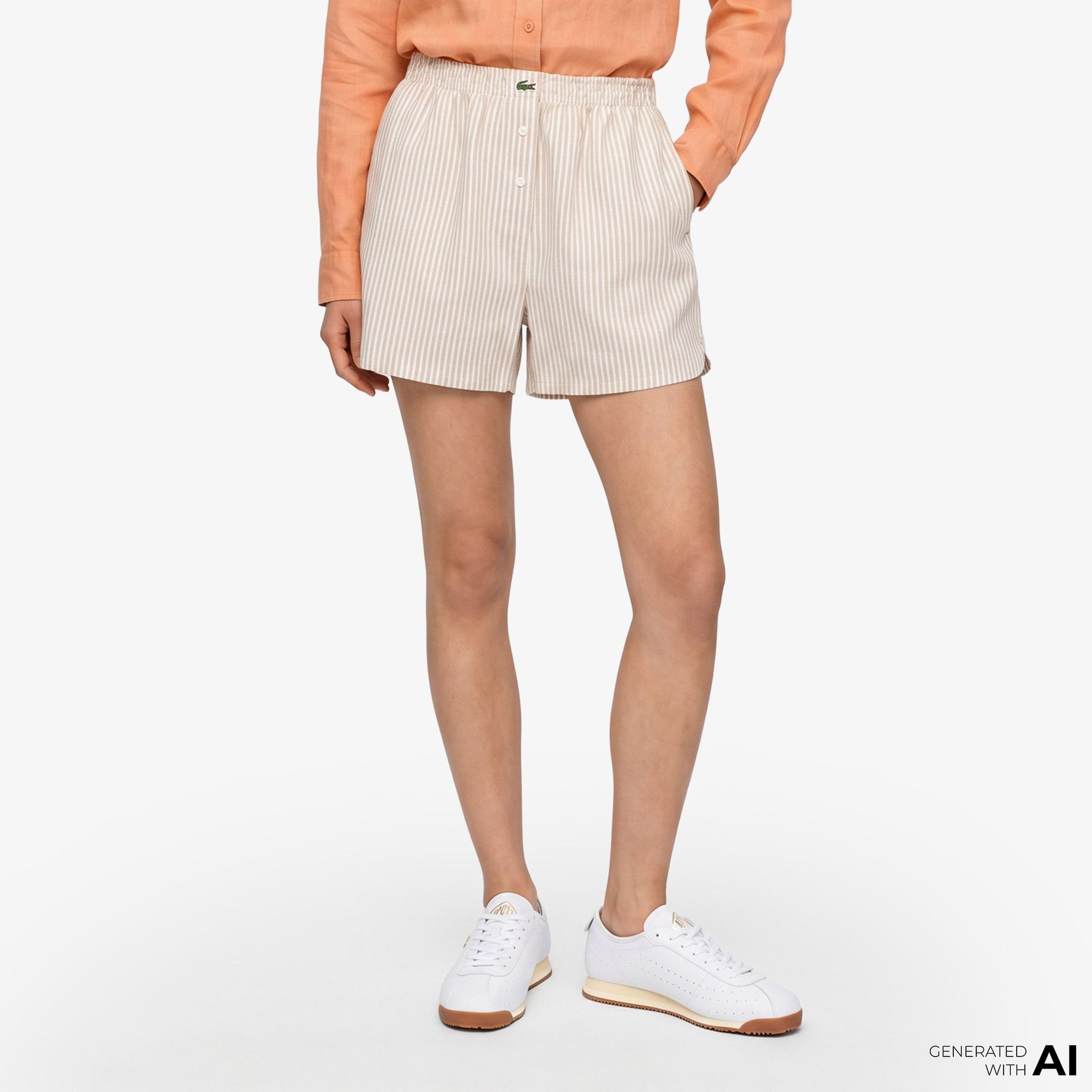 Kadın Oversize Fit Krem Şort