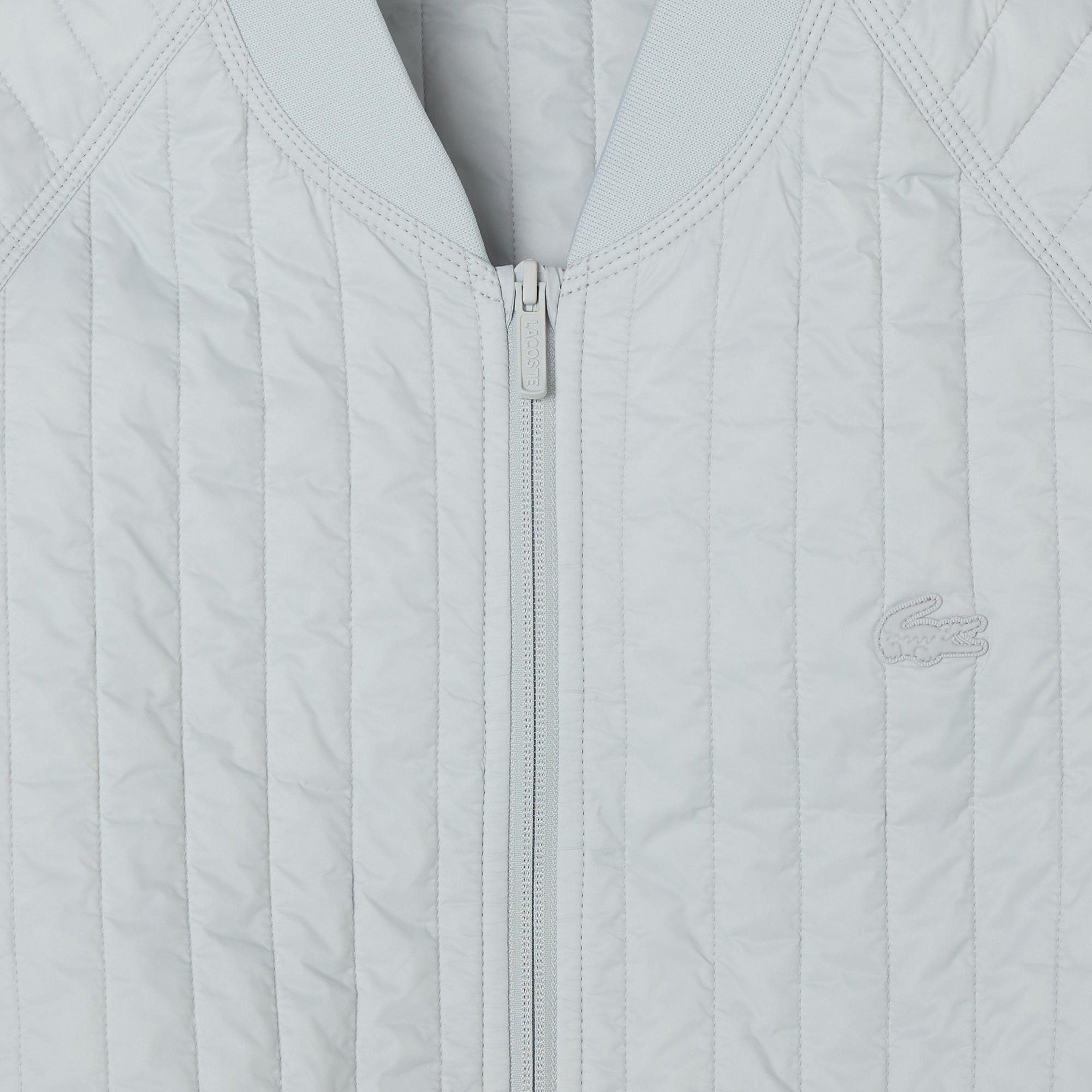 Erkek Relaxed Fit Fermuarlı Gri Bomber Ceket