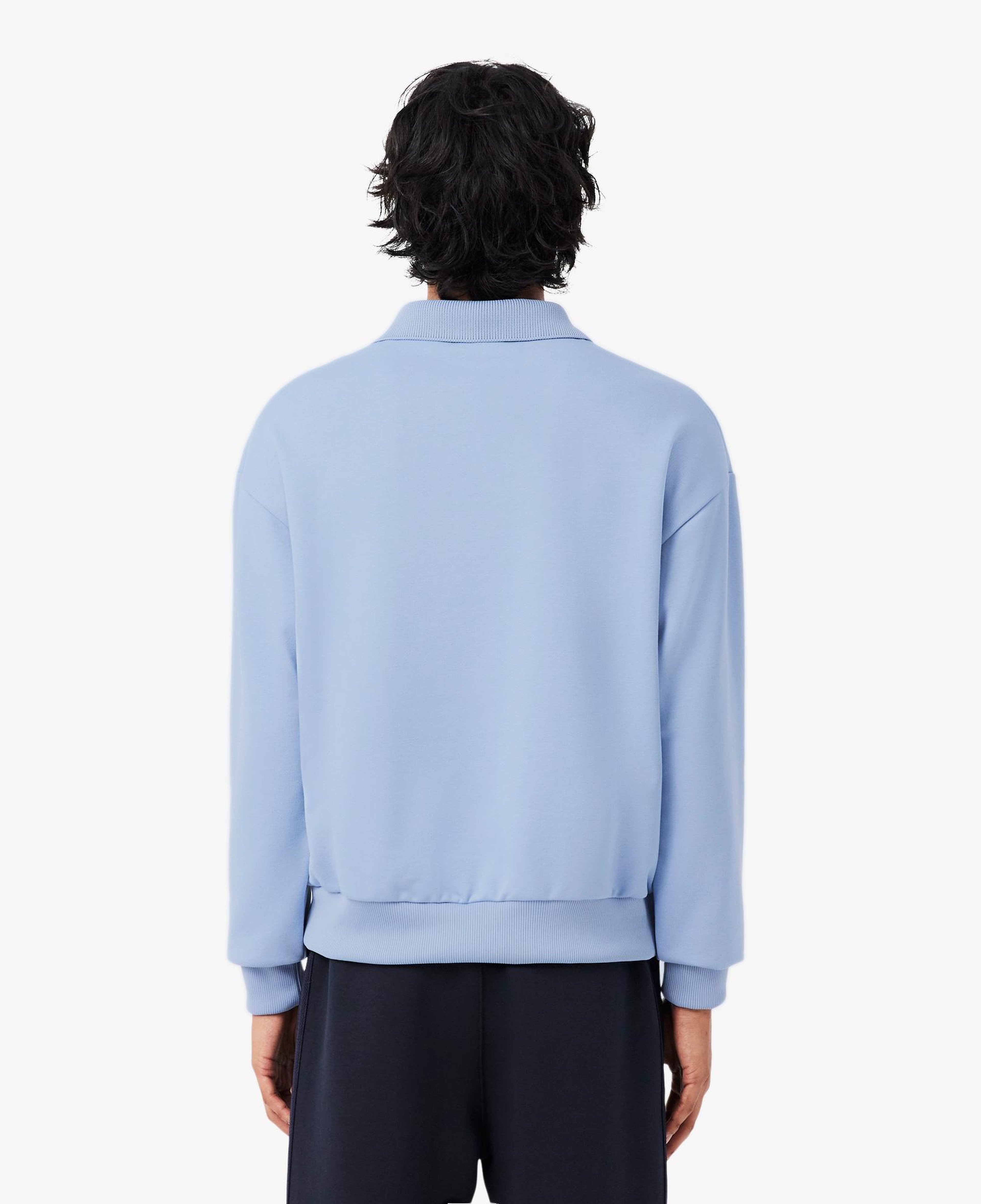 Erkek Loose Fit Polo Yaka Mavi Sweatshirt