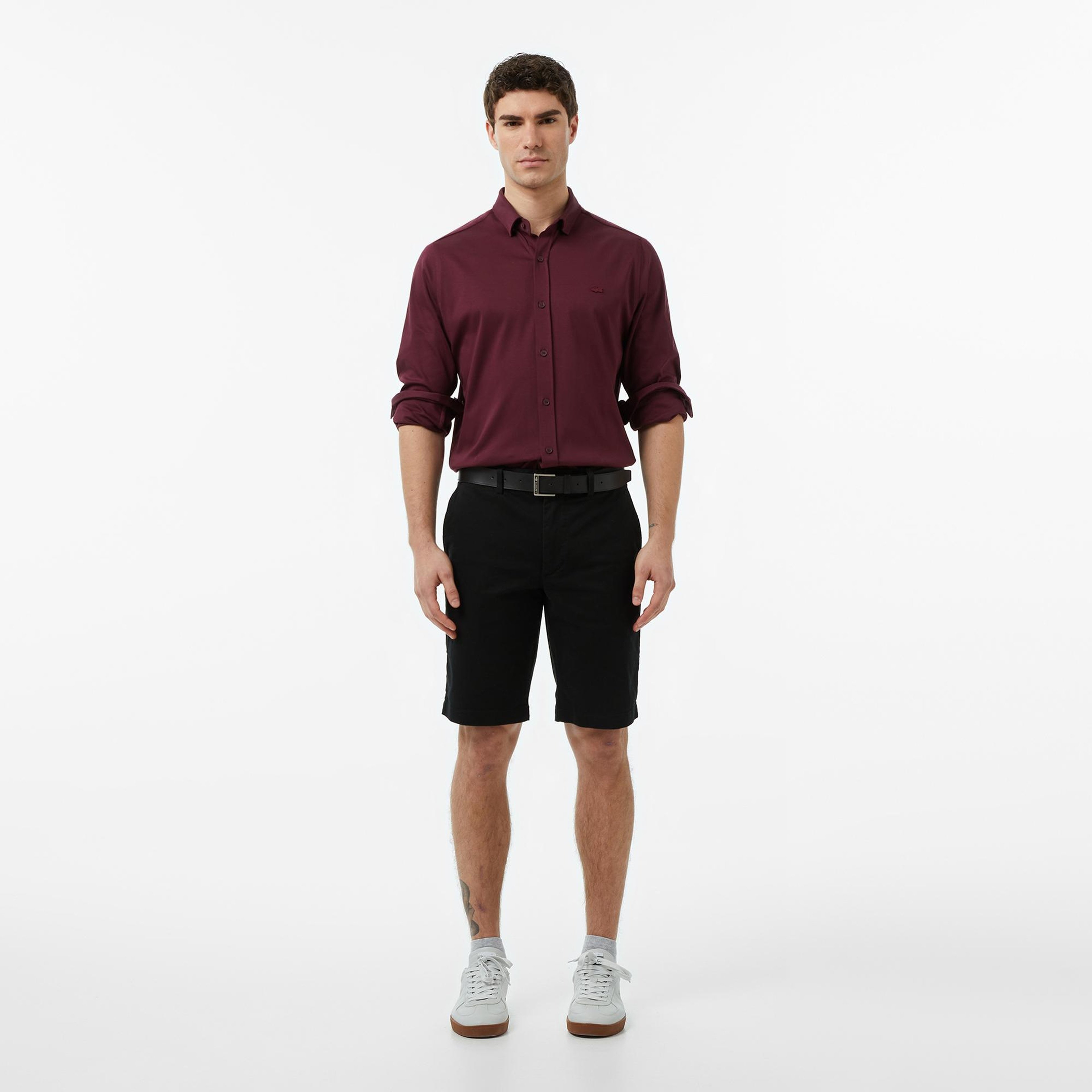 Erkek Slim Fit Siyah Bermuda Şort