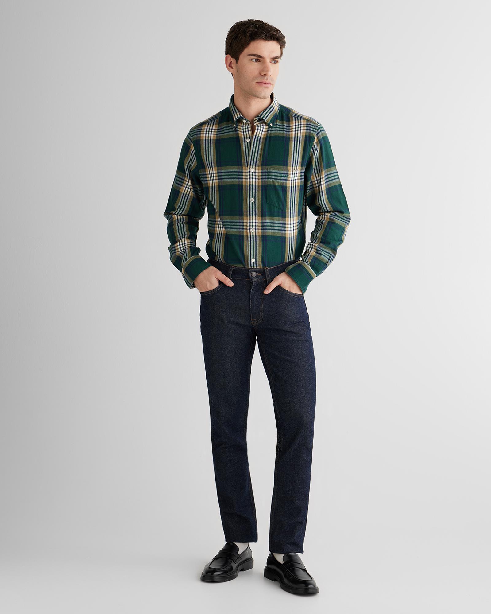 GANT Erkek Yeşil Regular Fit Düğmeli Gömlek