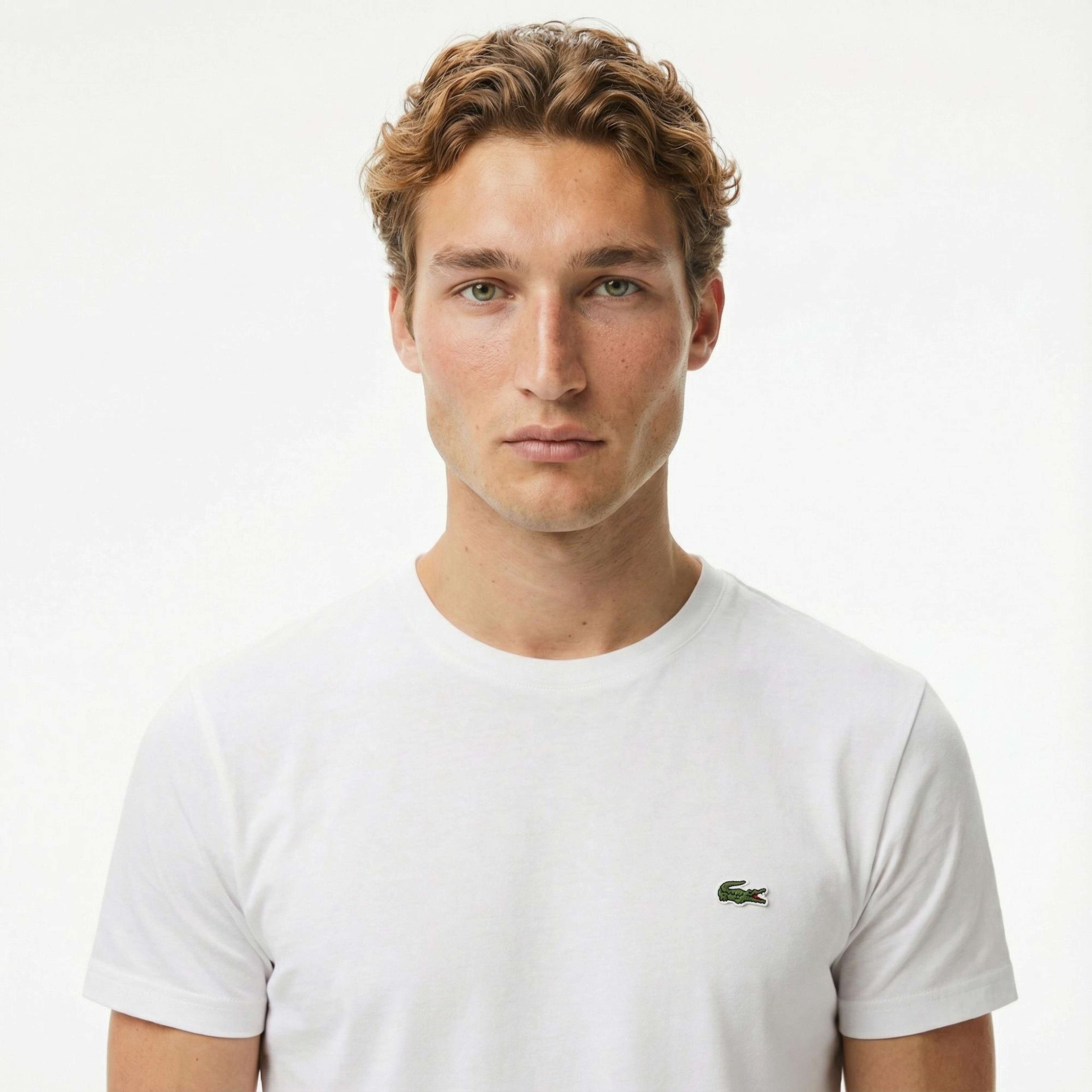Erkek Slim Fit Bisiklet Yaka Beyaz T-Shirt