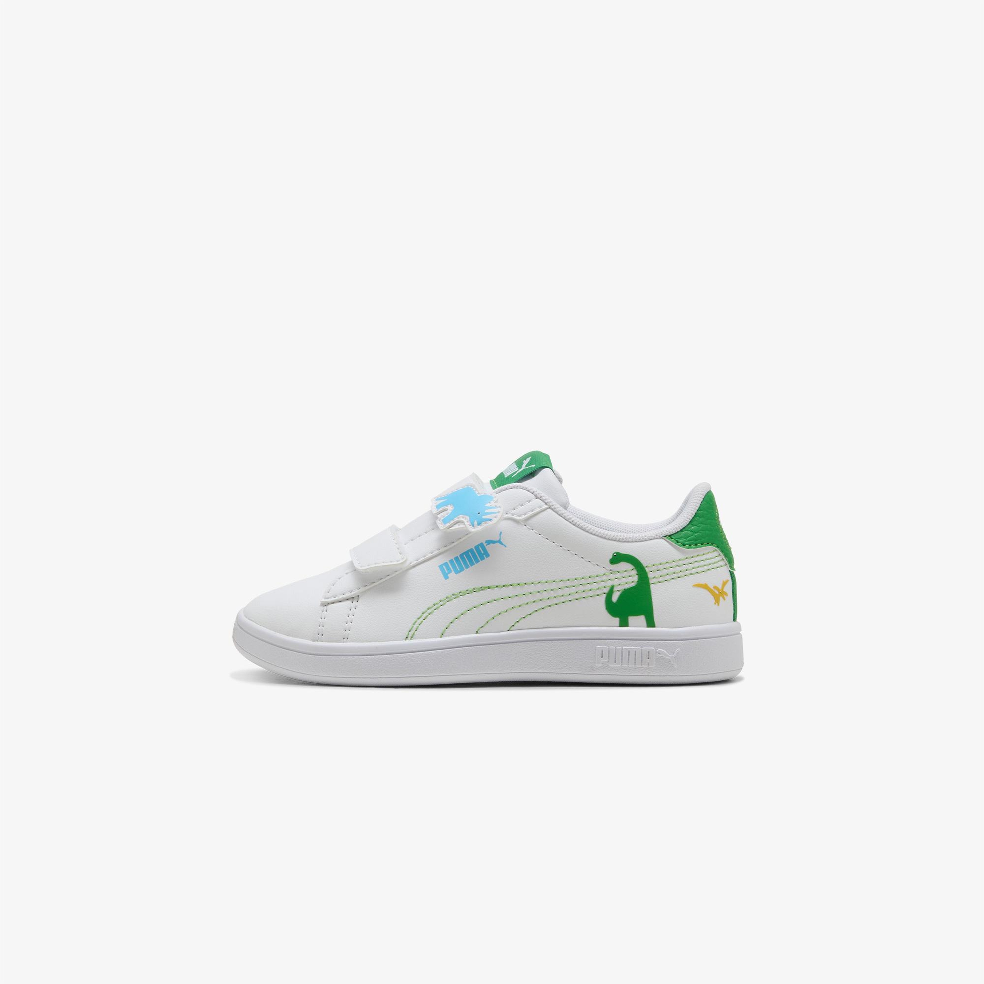 Puma Smash 3.0 Dino V Çocuk Beyaz Spor Ayakkabı