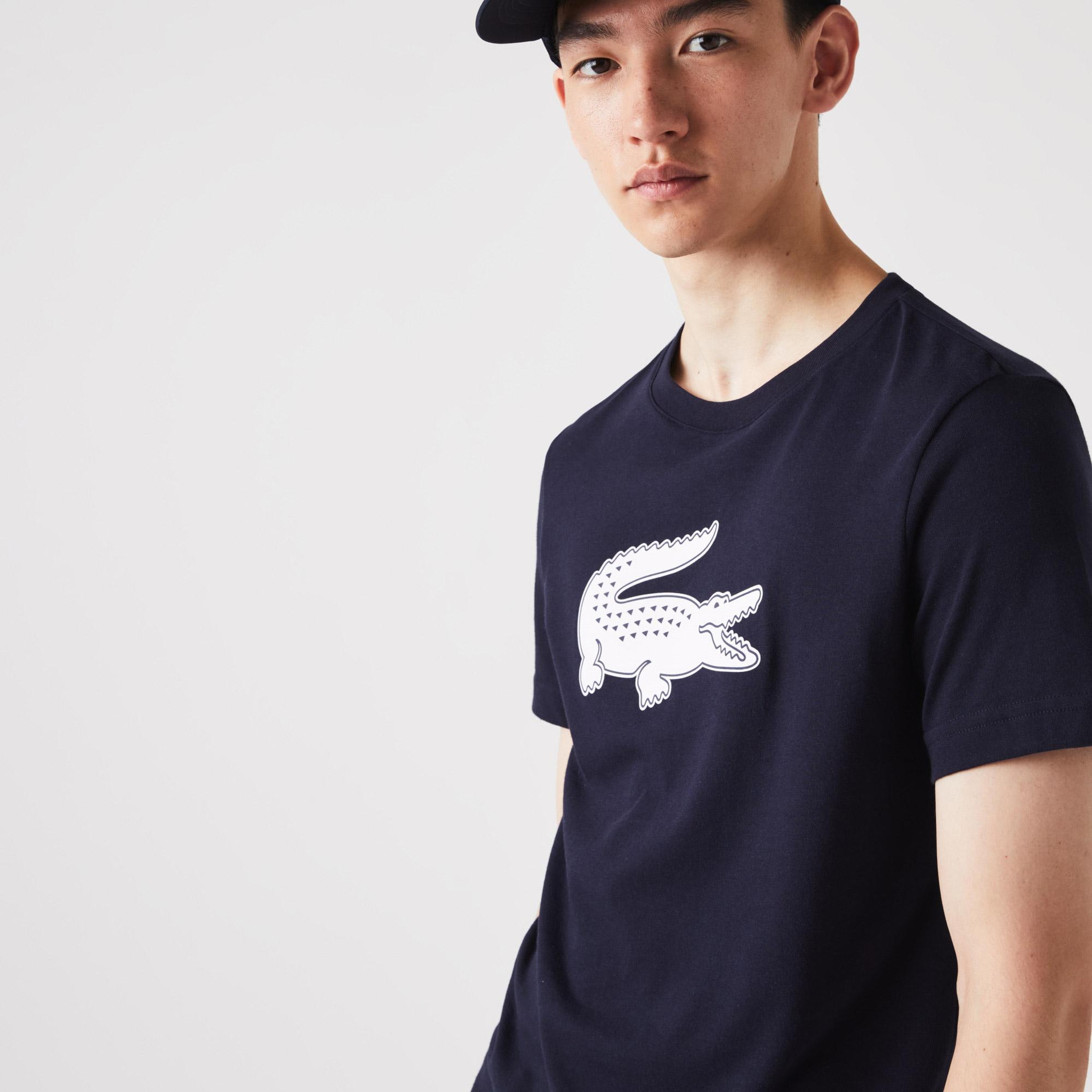 Erkek Regular Fit Bisiklet Yaka Baskılı Lacivert T-Shirt