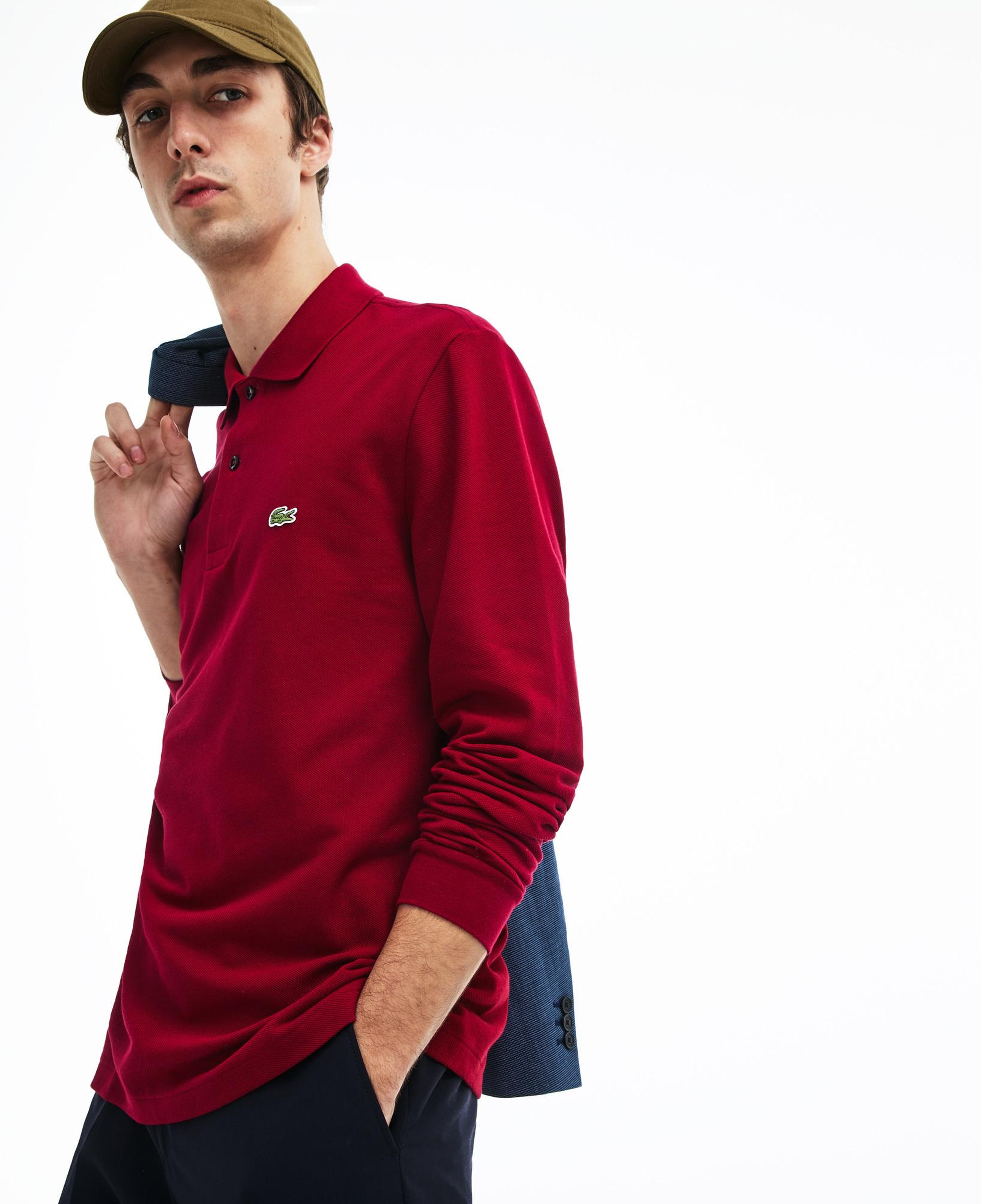 Lacoste Erkek Classic Fit Uzun Kollu Bordo Polo