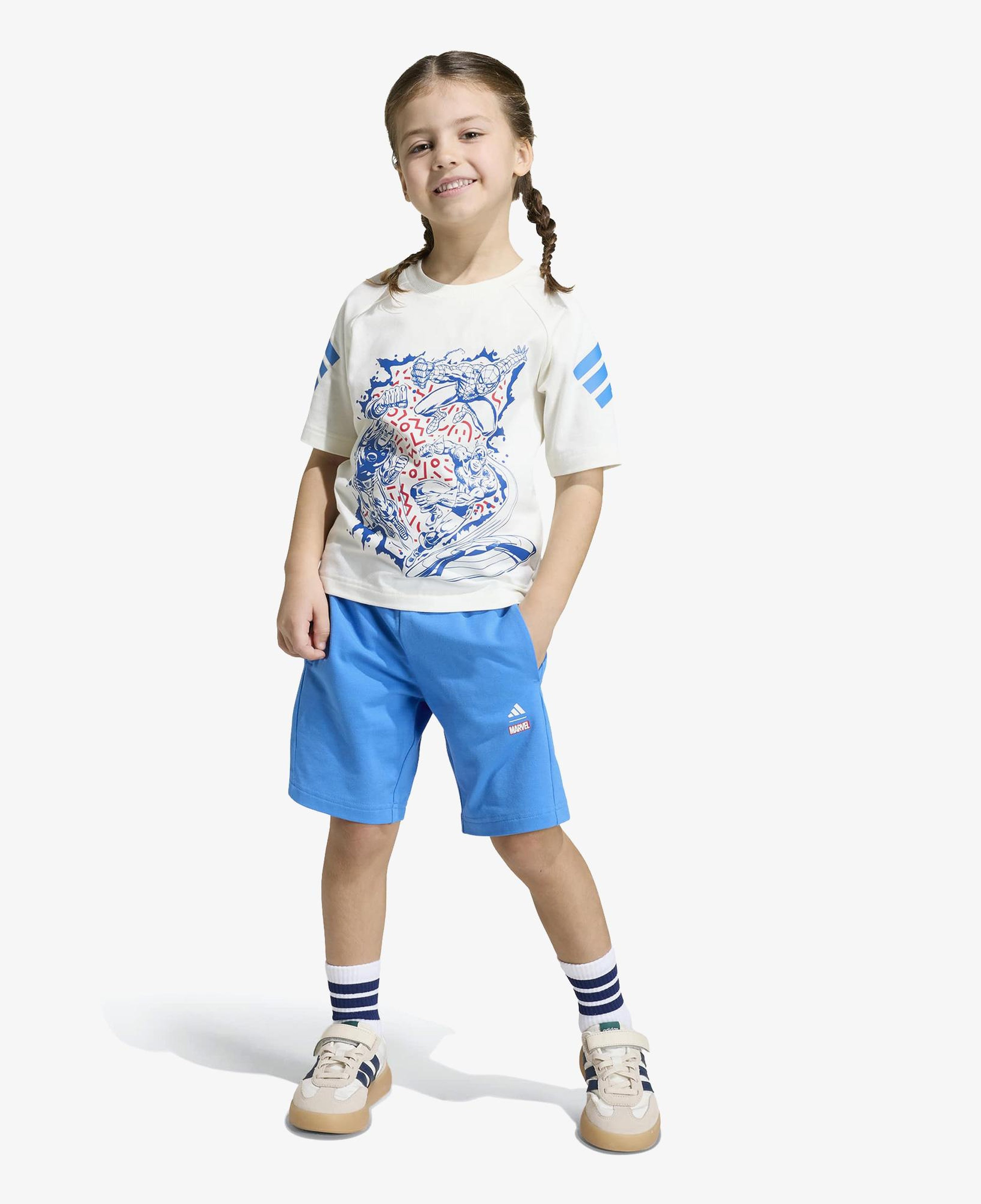adidas Lk Marvel Çocuk Mavi Şort Takım