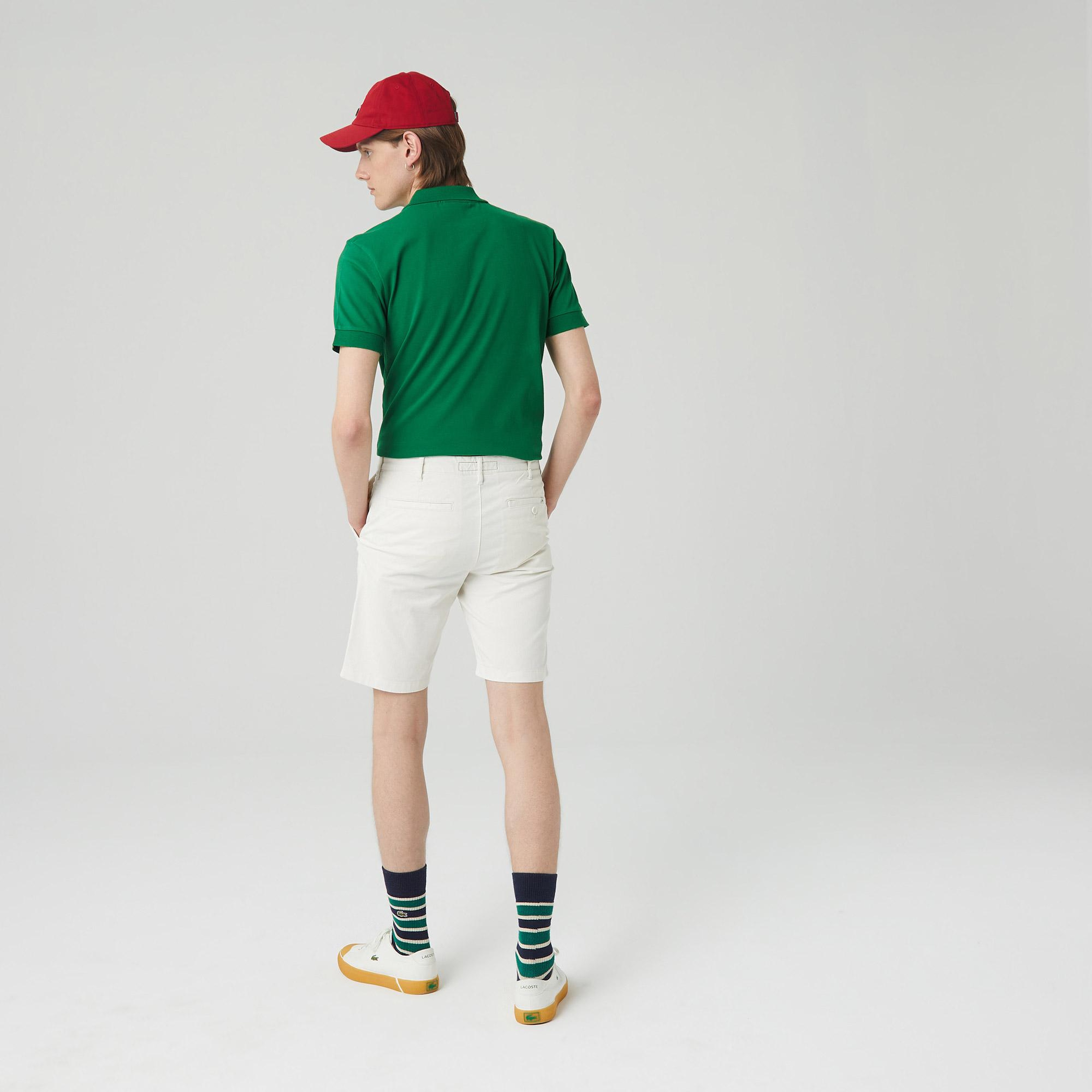 Erkek Slim Fit Krem Bermuda Şort