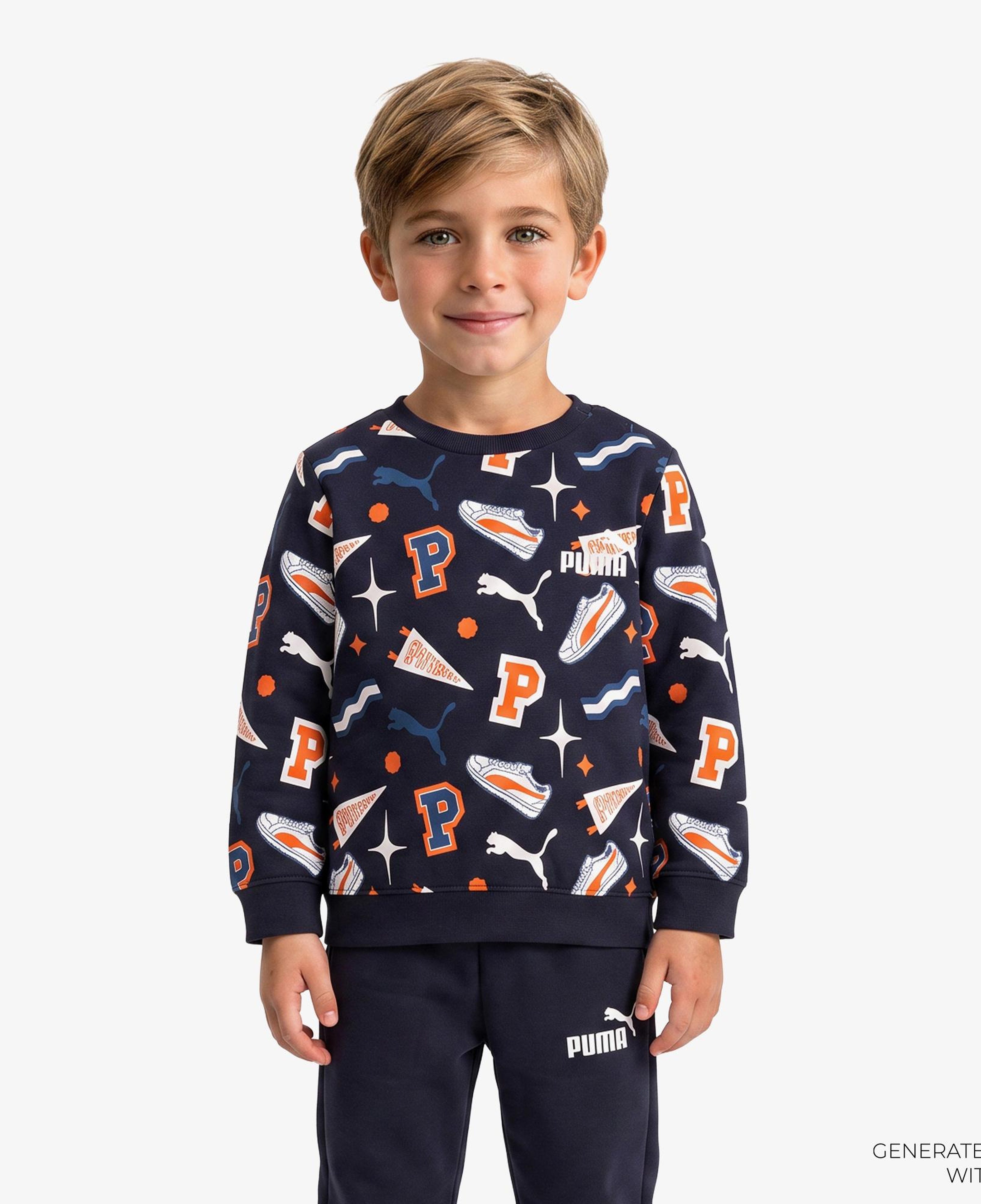 Puma Minicats Crew Çocuk Mavi Eşofman Takımı