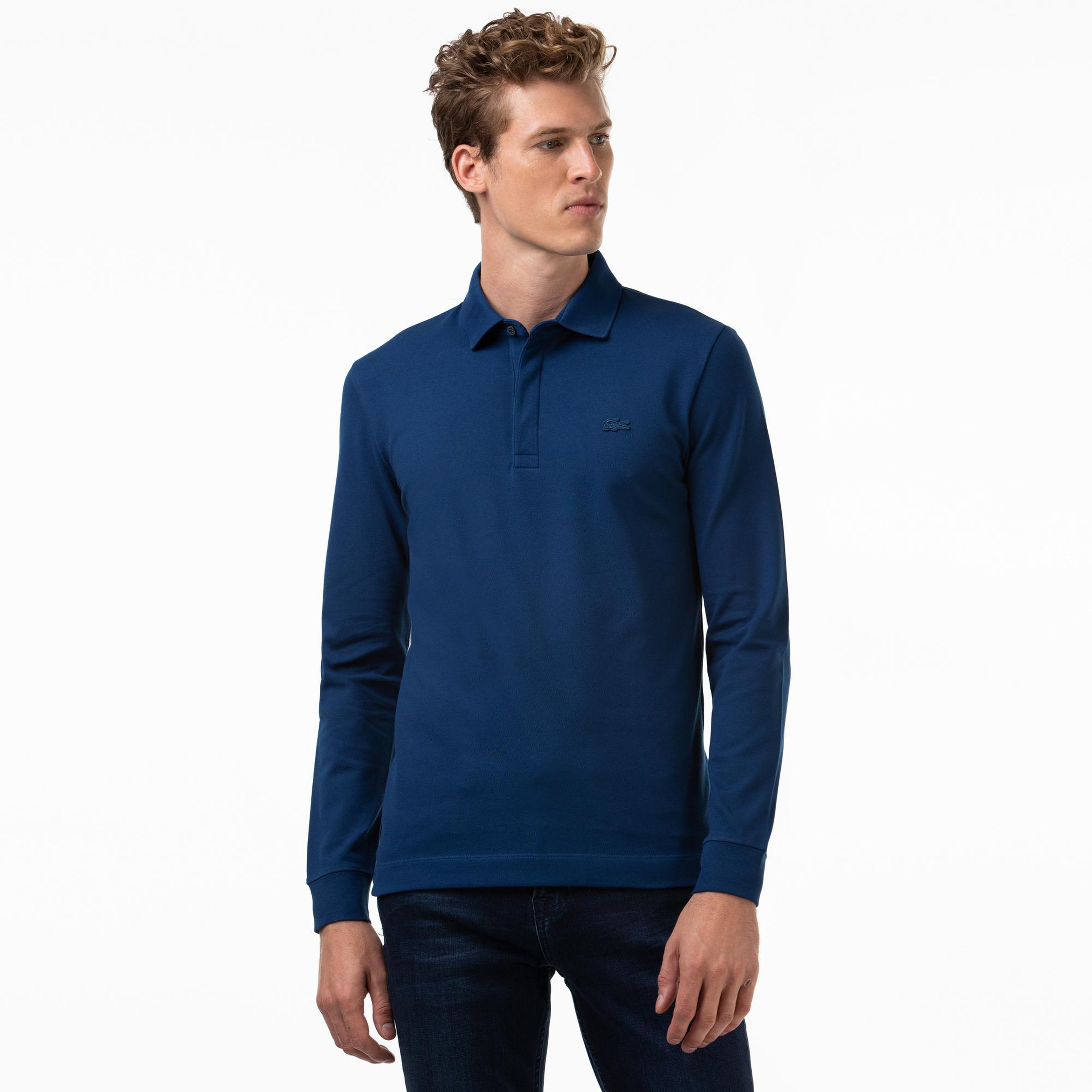 Erkek Regular Fit Uzun Kollu Lacivert Paris Polo